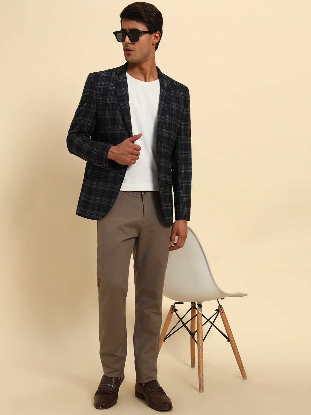 Blazer for Men | Premium Casual Blazer Slim Fit Notched Collar Terry Rayon Fabric Checkered Pattern - Image 2