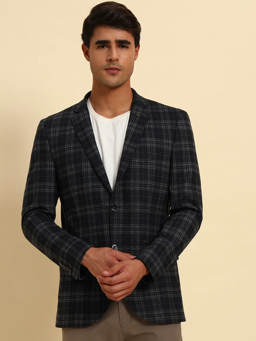 Blazer for Men | Premium Casual Blazer Slim Fit Notched Collar Terry Rayon Fabric Checkered Pattern - Image 5