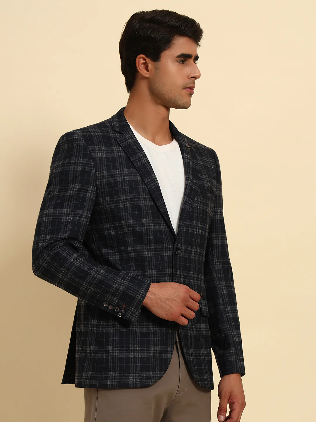 Blazer for Men | Premium Casual Blazer Slim Fit Notched Collar Terry Rayon Fabric Checkered Pattern - Image 6
