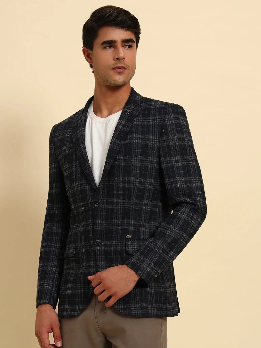 Blazer for Men | Premium Casual Blazer Slim Fit Notched Collar Terry Rayon Fabric Checkered Pattern - Image 8