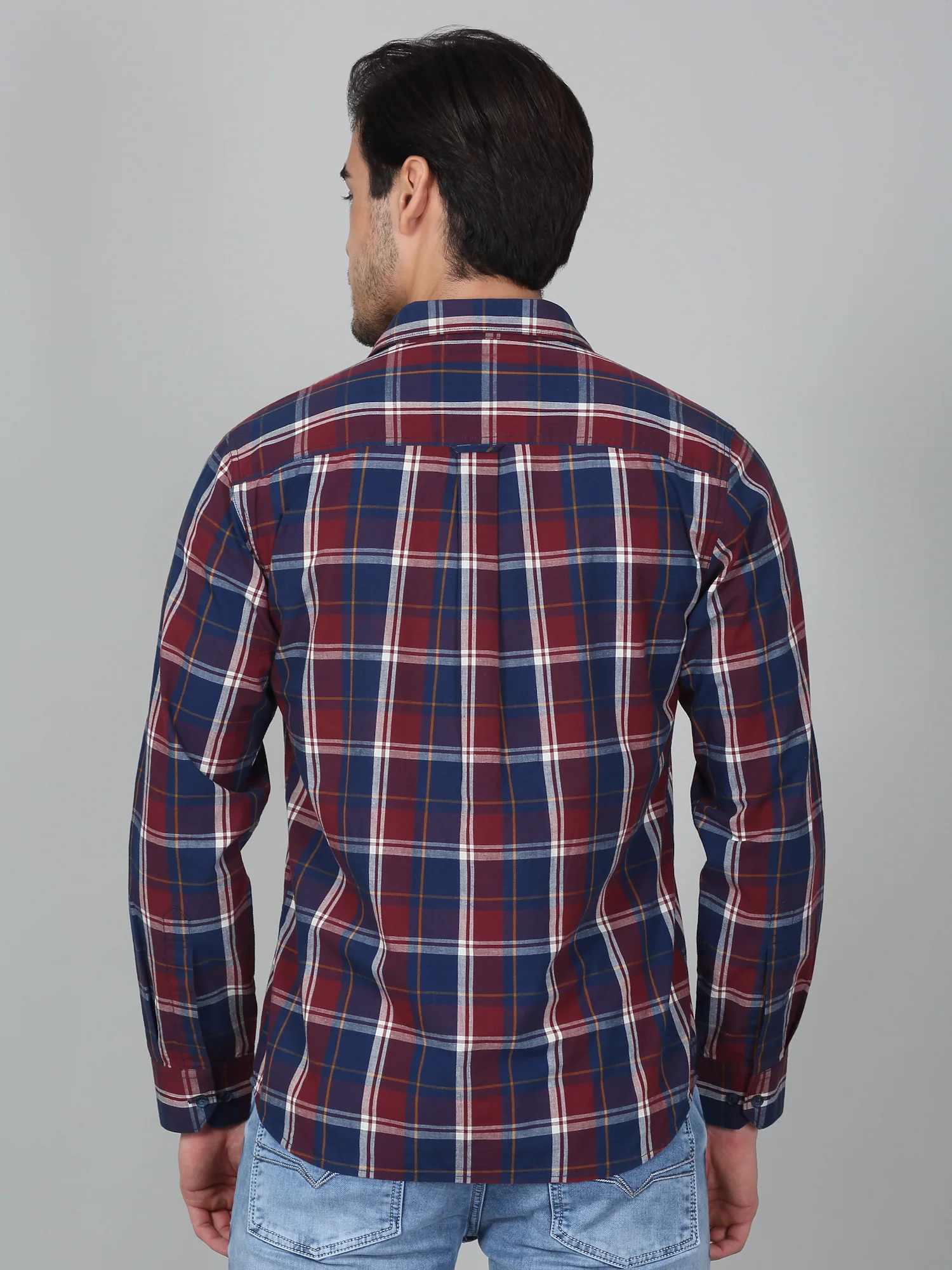 Casual Shirt for Men | Breathable & Soft with Color Fastness Regular Fit Spread Collar Neck Cotton Fabric Checkered Pattern - Image 2