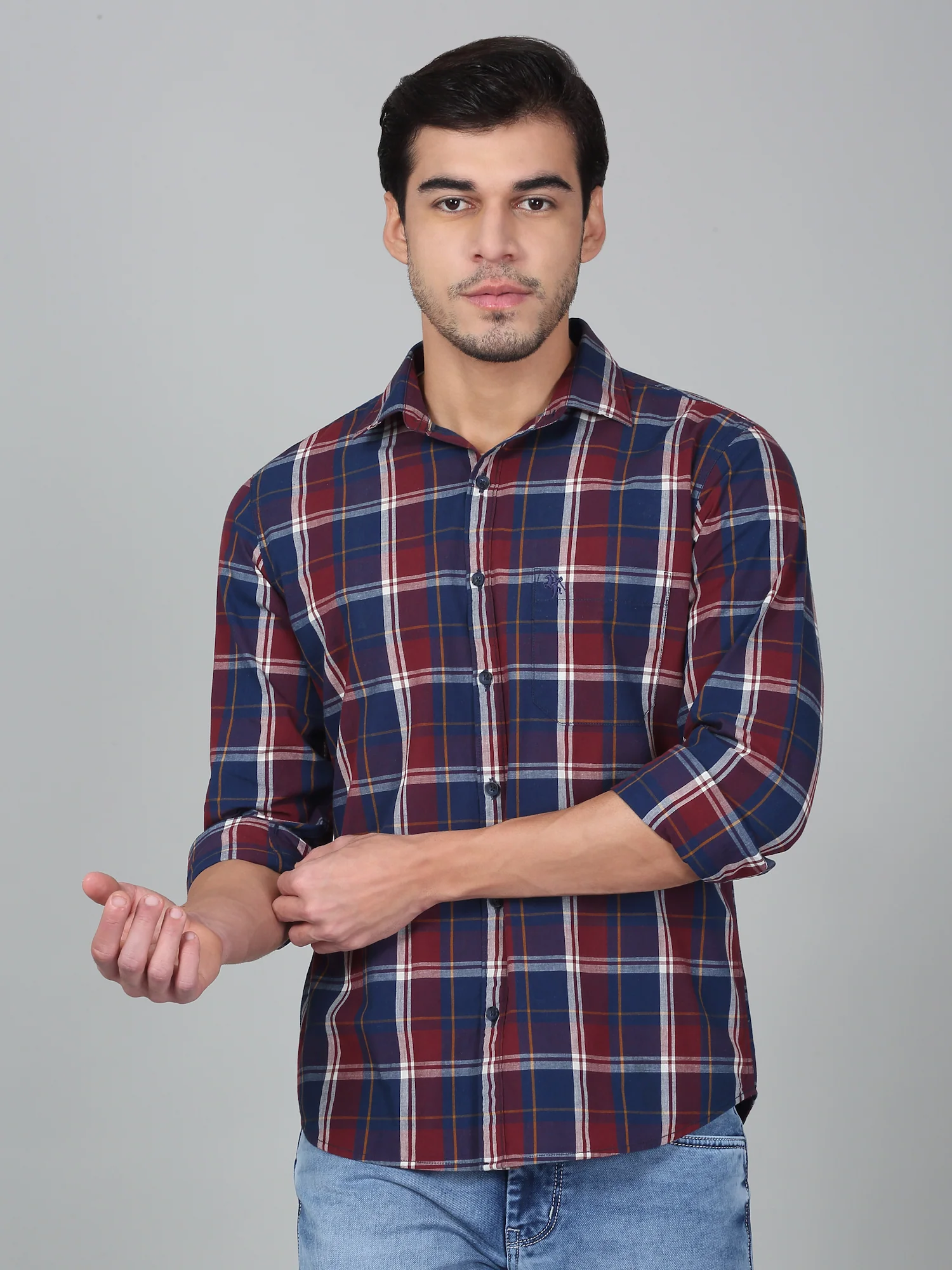 Casual Shirt for Men | Breathable & Soft with Color Fastness Regular Fit Spread Collar Neck Cotton Fabric Checkered Pattern - Image 4