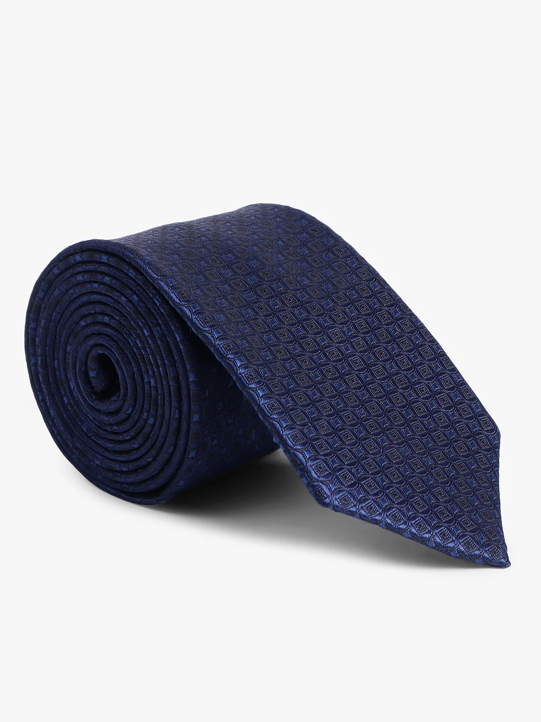 Men's Navy Blue Geometric Printed Broad Tie - Image 4