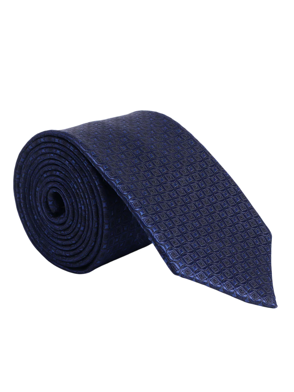 Men's Navy Blue Geometric Printed Broad Tie - Image 5
