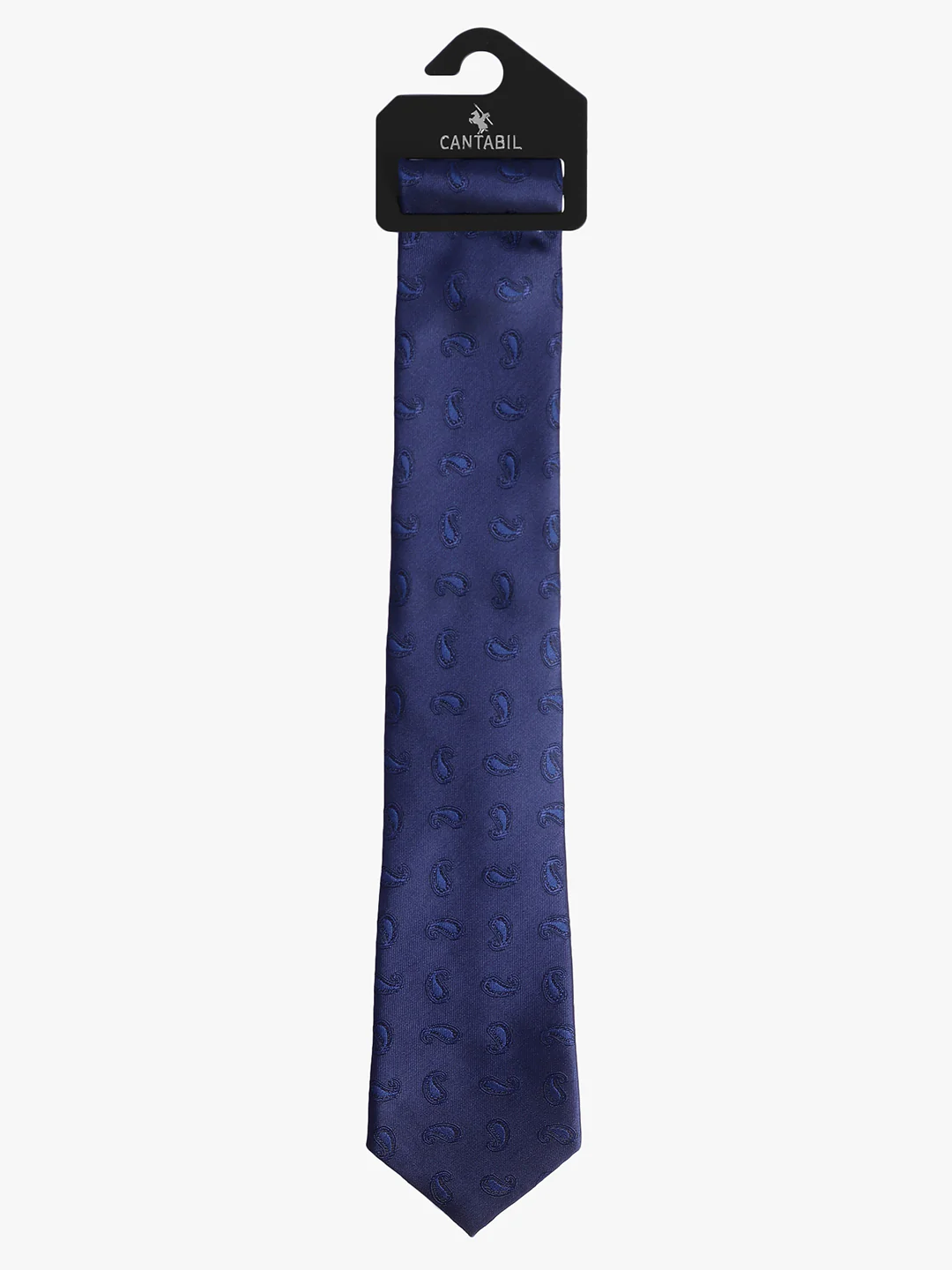 Men's Navy Blue Paisley Printed Broad Tie - Image 2