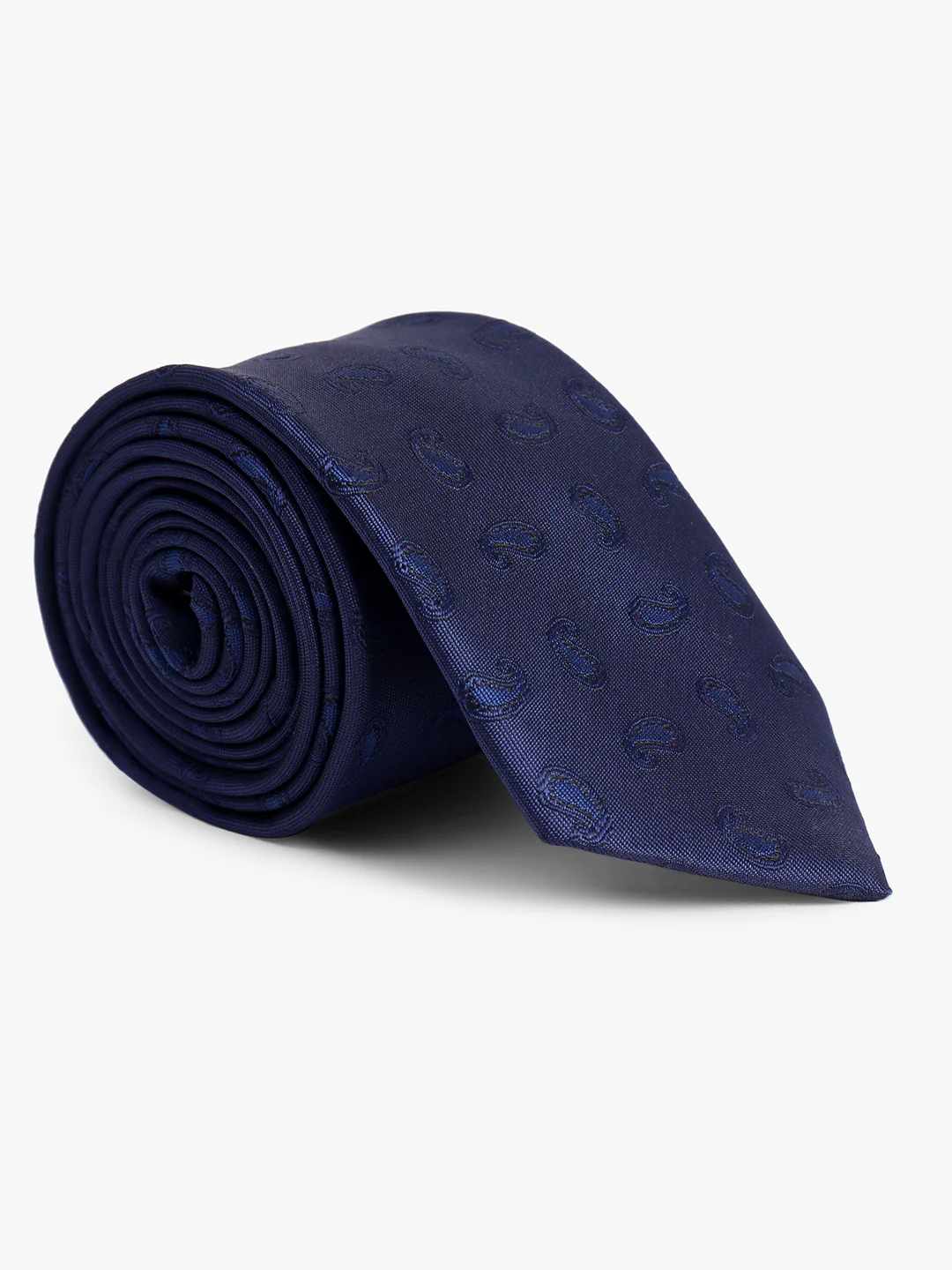 Men's Navy Blue Paisley Printed Broad Tie - Image 4