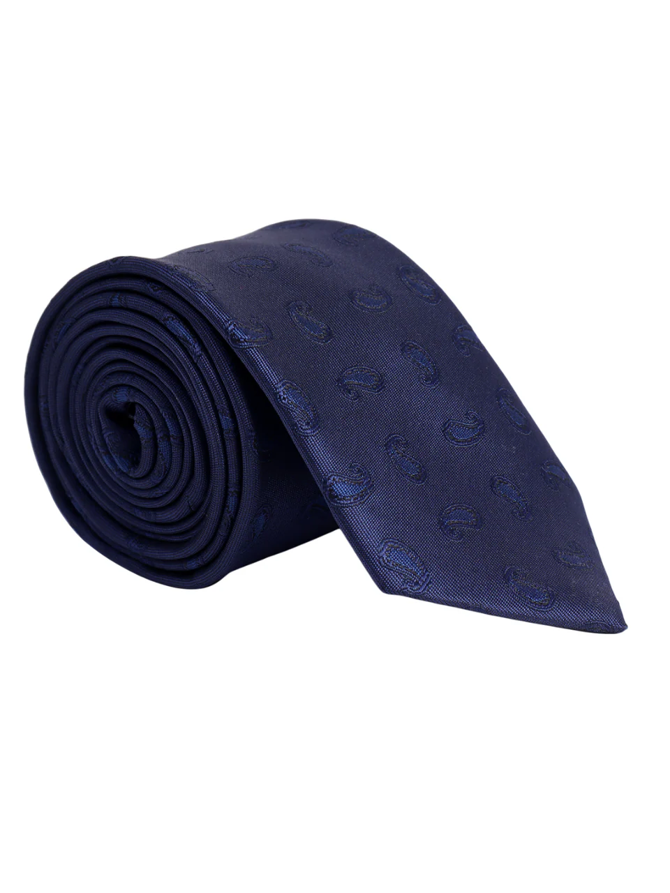 Men's Navy Blue Paisley Printed Broad Tie - Image 5