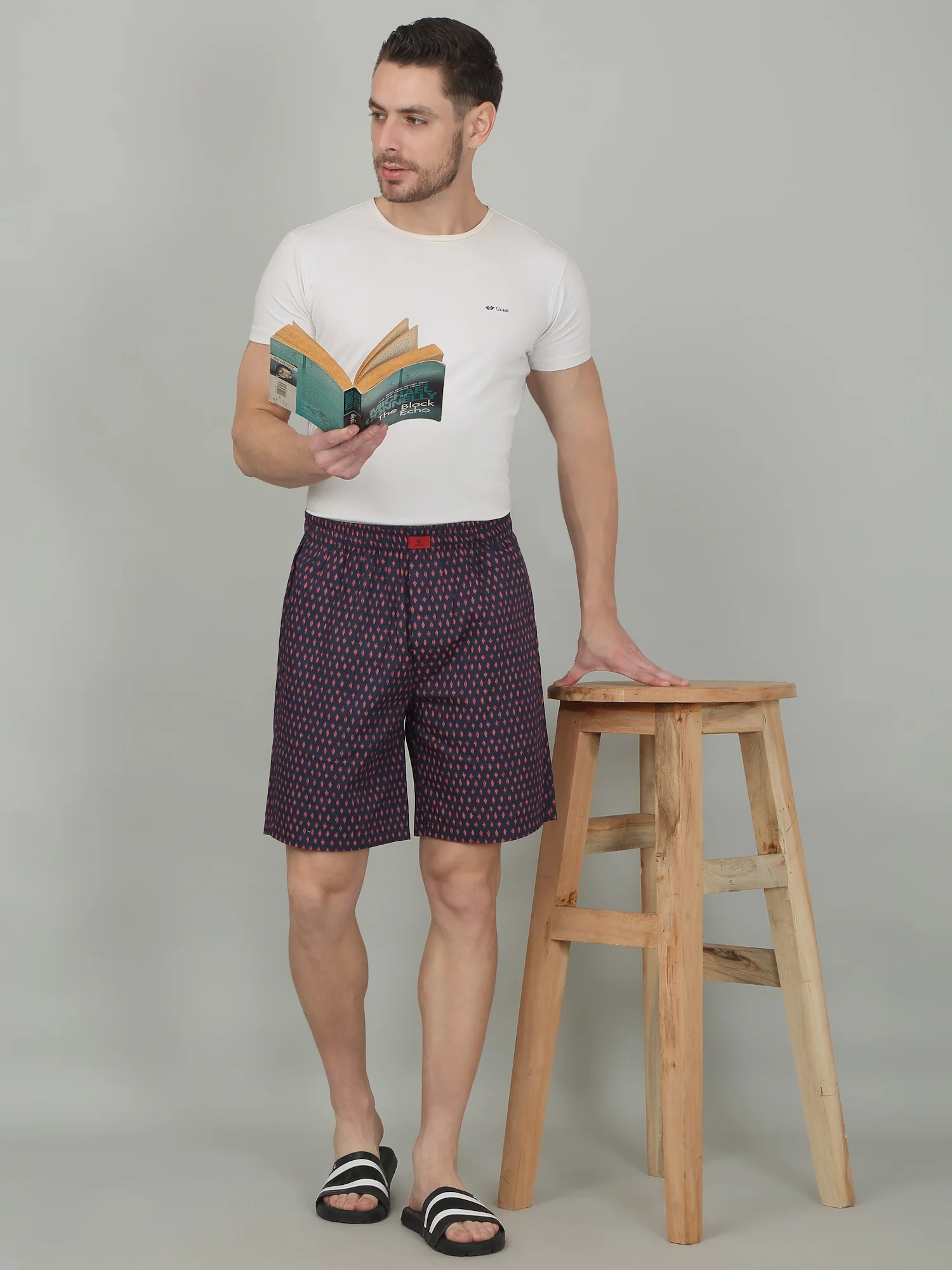 Men's Navy Blue Printed Boxer - Image 2