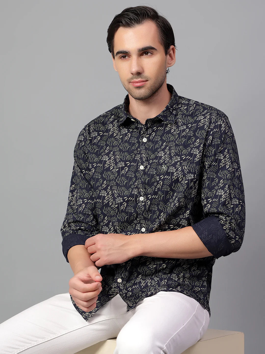 Casual Shirt for Men | Breathable & Soft with Color Fastness Regular Fit Spread Collar Neck Cotton Fabric Printed Pattern - Image 2