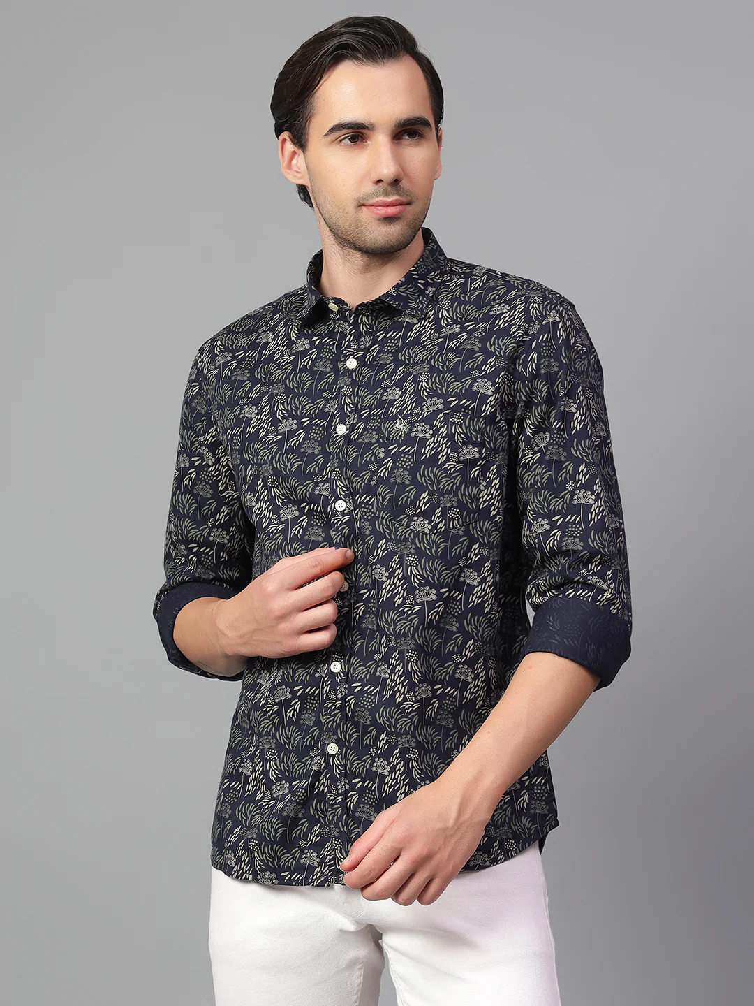 Casual Shirt for Men | Breathable & Soft with Color Fastness Regular Fit Spread Collar Neck Cotton Fabric Printed Pattern - Image 4