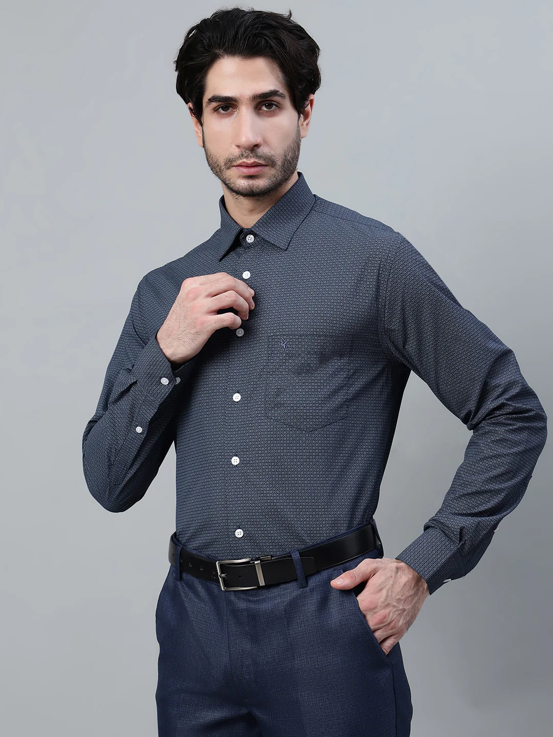 Formal Shirt for Men l Breathable & Soft with Color Fastness Regular Fit Spread Collar Neck Cotton Fabric Printed Pattern - Image 3