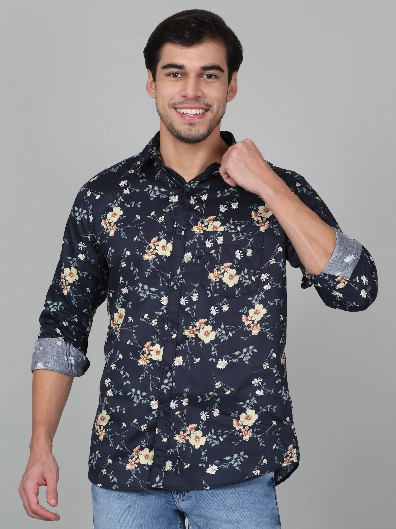 Casual Shirt for Men | Breathable & Soft with Color Fastness Regular Fit Spread Collar Neck Cotton Fabric Printed Pattern - Image 2