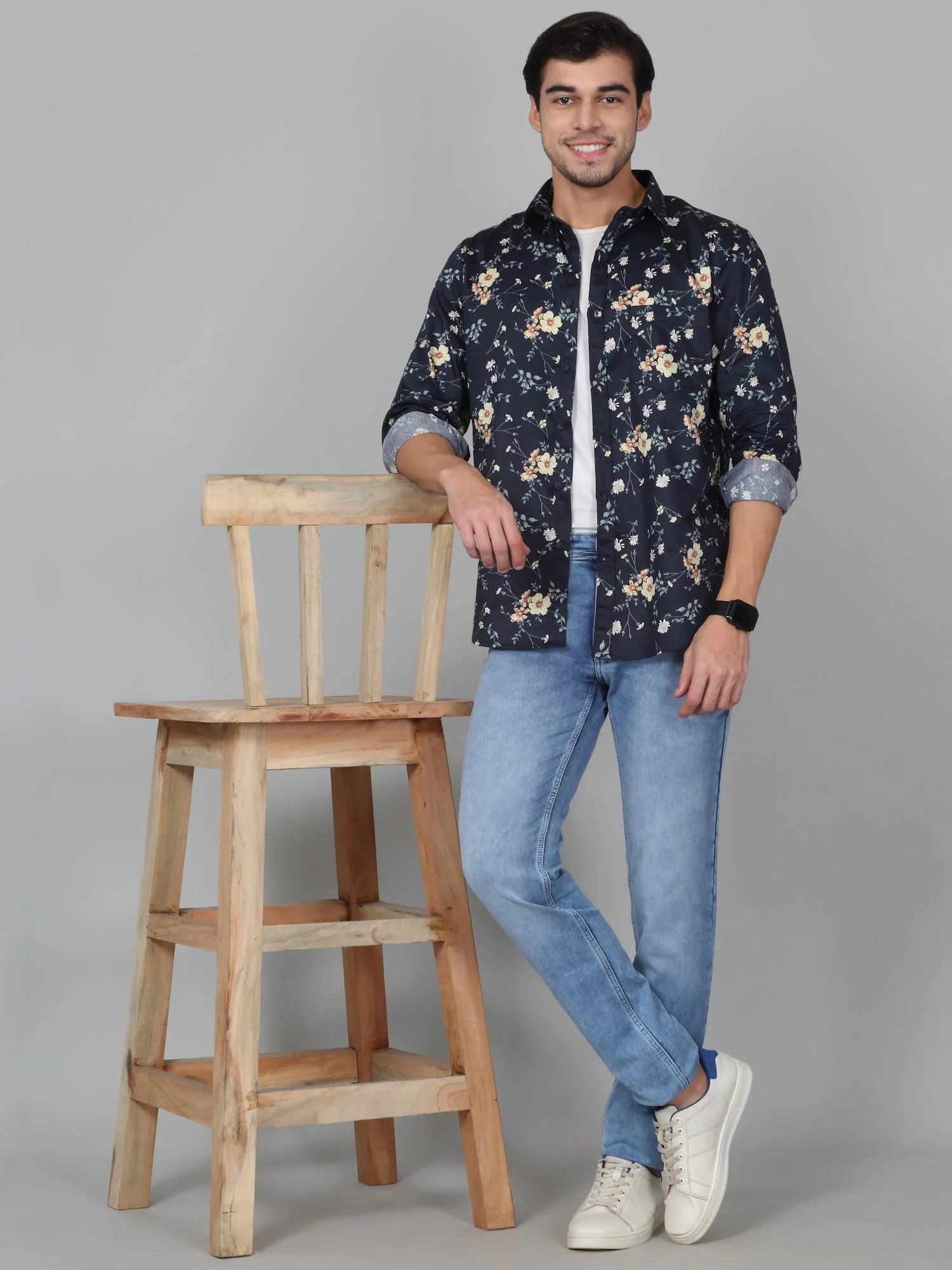 Casual Shirt for Men | Breathable & Soft with Color Fastness Regular Fit Spread Collar Neck Cotton Fabric Printed Pattern - Image 5