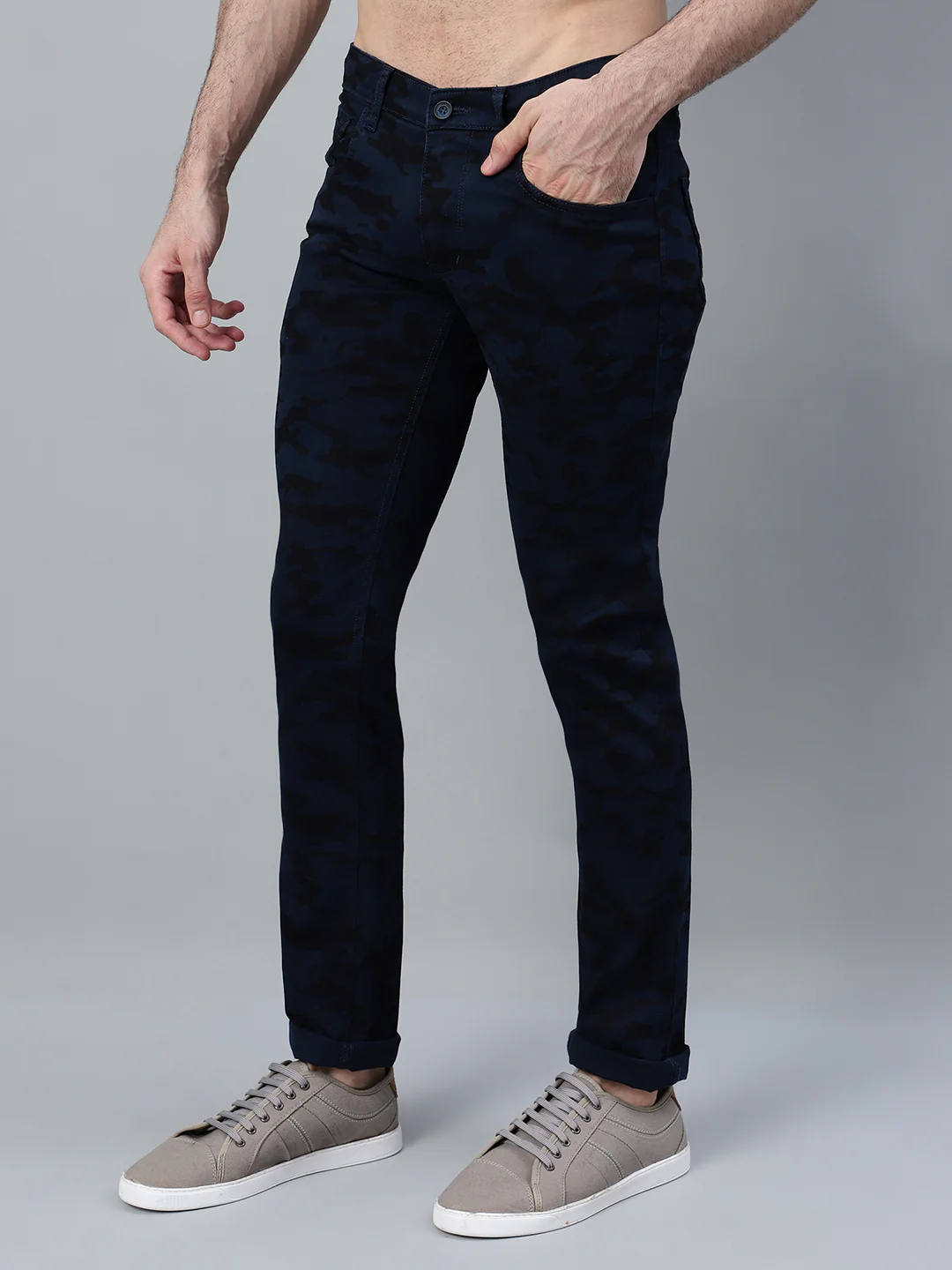 Casual Trouser for Men | Breathable & Soft with Color Fastness Regular Fit Cotton Blend Fabric Printed Pattern Button Closure - Image 3