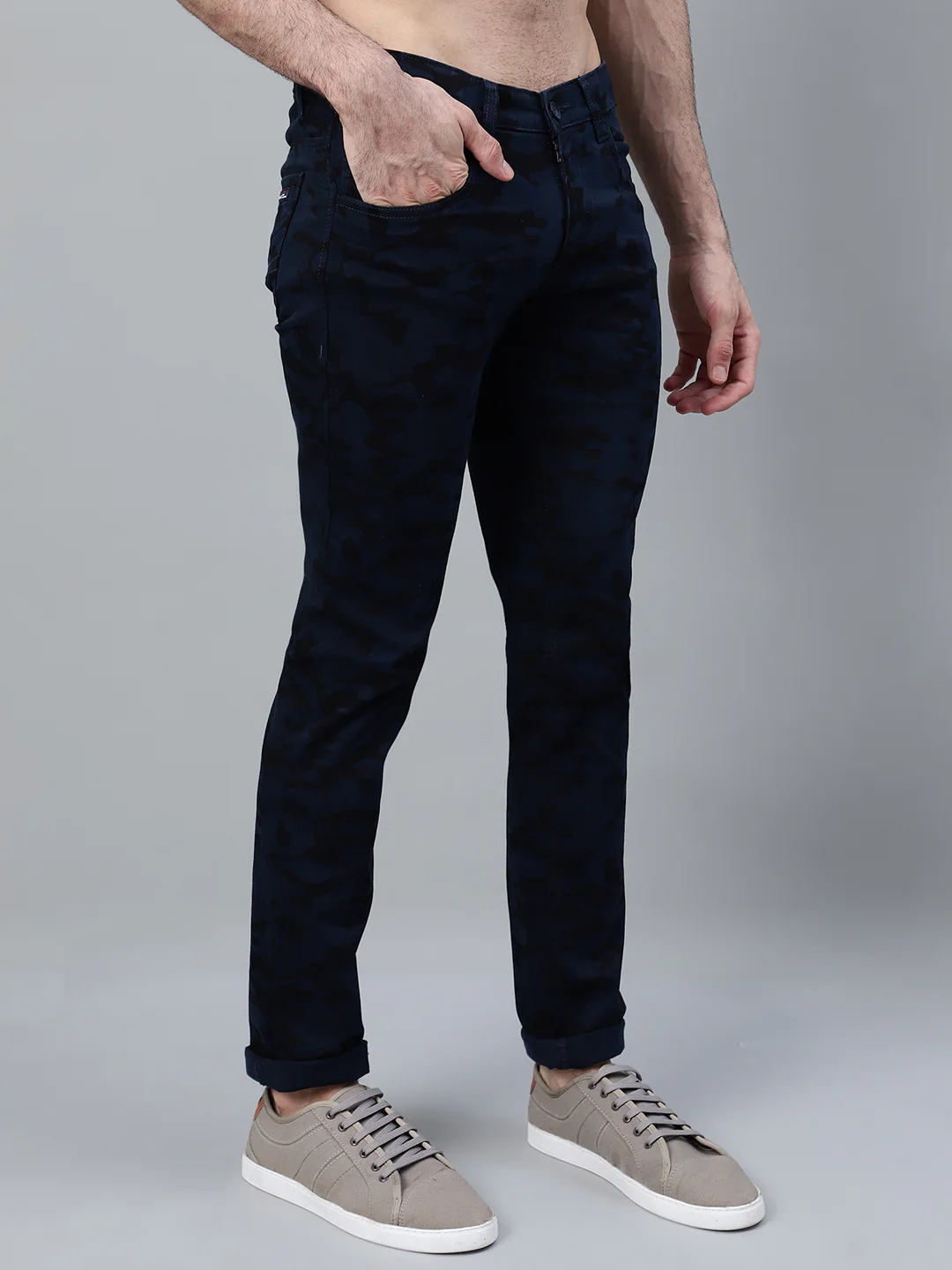 Casual Trouser for Men | Breathable & Soft with Color Fastness Regular Fit Cotton Blend Fabric Printed Pattern Button Closure - Image 4