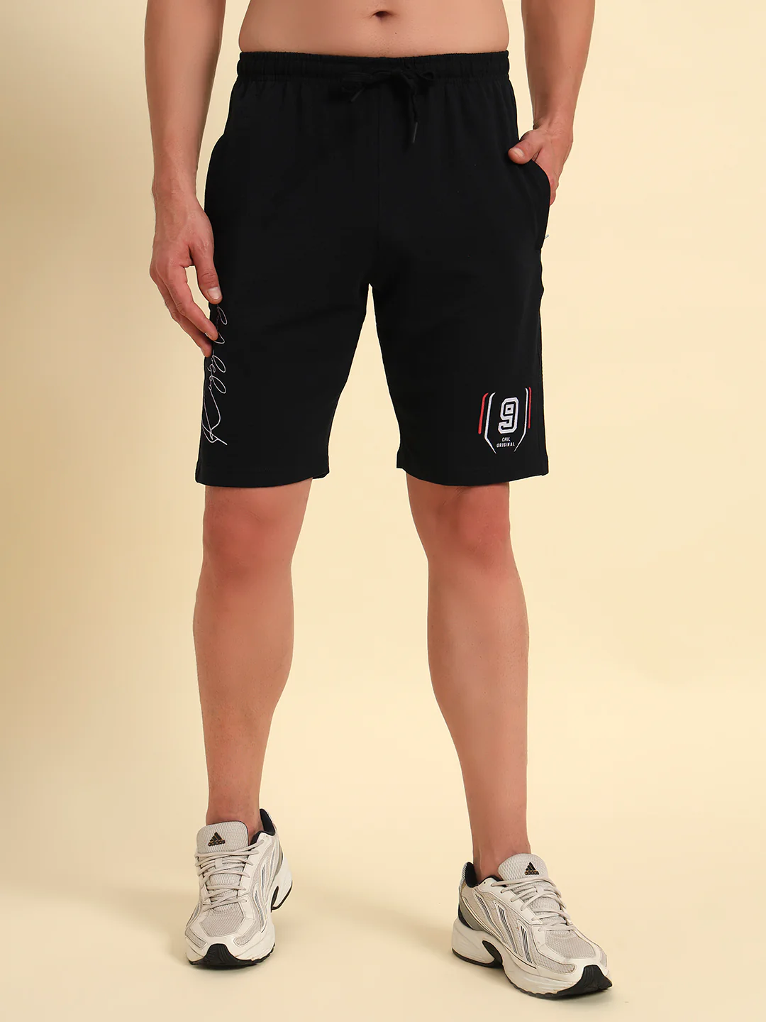 Men's Navy Blue Printed Regular Fit Casual Bermuda - Image 2