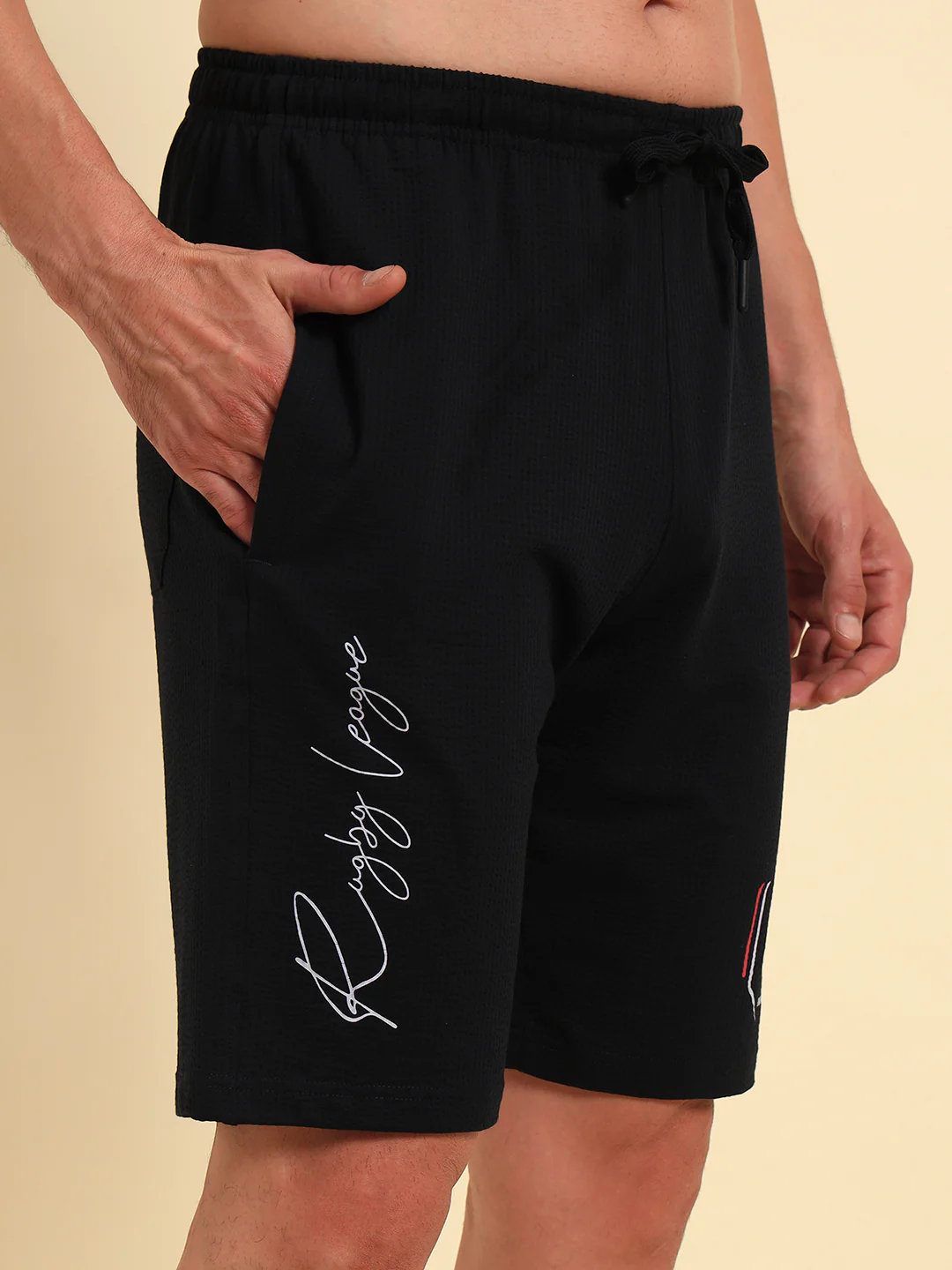Men's Navy Blue Printed Regular Fit Casual Bermuda - Image 5
