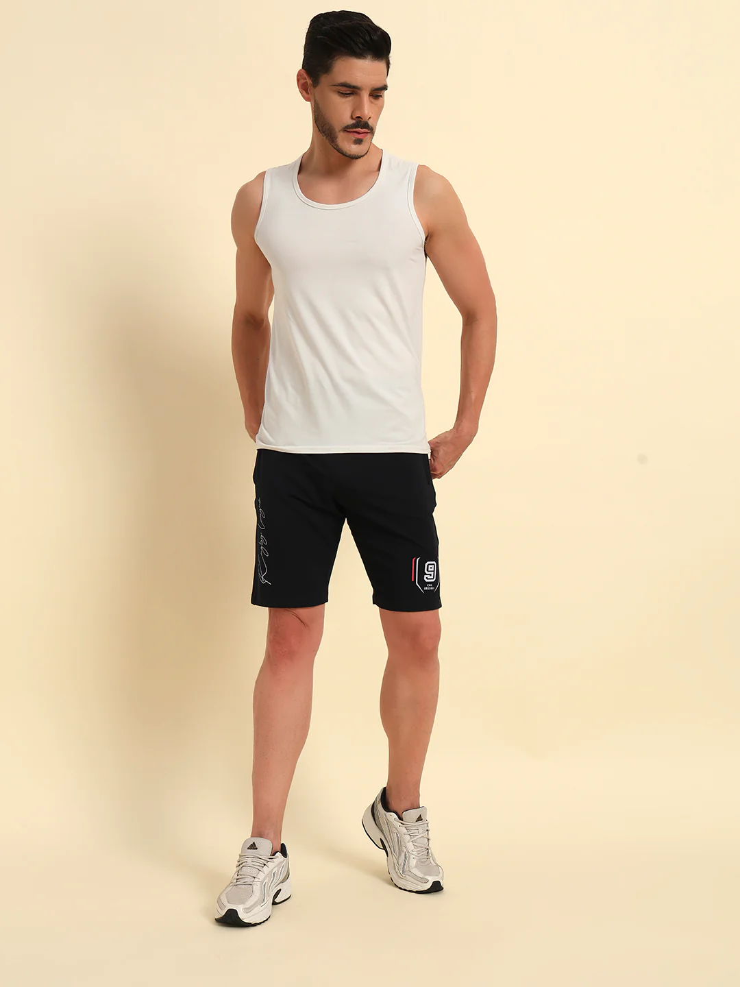 Men's Navy Blue Printed Regular Fit Casual Bermuda - Image 8