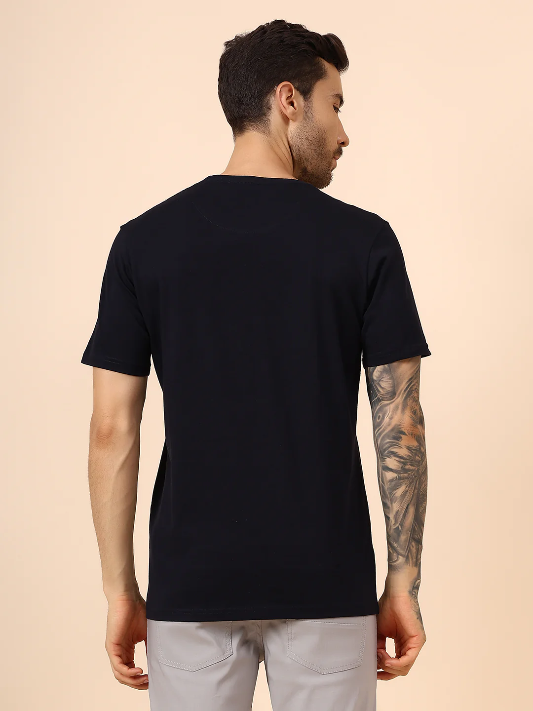 T-Shirt for Men | Breathable & Soft with Color Fastness Regular Fit Round Neck Cotton Blend Fabric Printed Pattern - Image 5