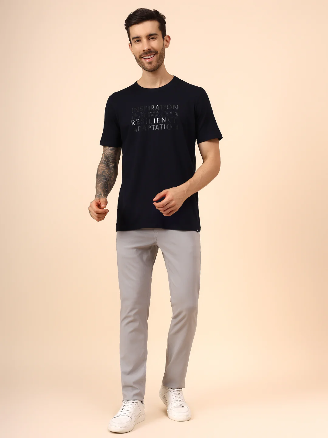 T-Shirt for Men | Breathable & Soft with Color Fastness Regular Fit Round Neck Cotton Blend Fabric Printed Pattern - Image 7