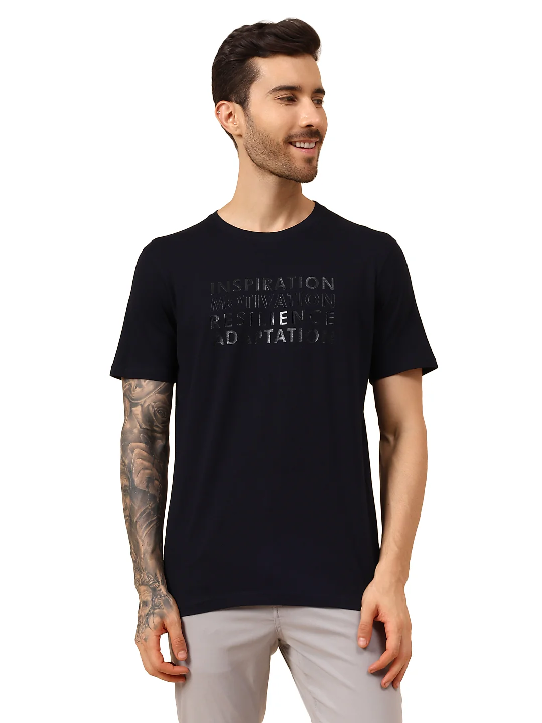 T-Shirt for Men | Breathable & Soft with Color Fastness Regular Fit Round Neck Cotton Blend Fabric Printed Pattern - Image 8