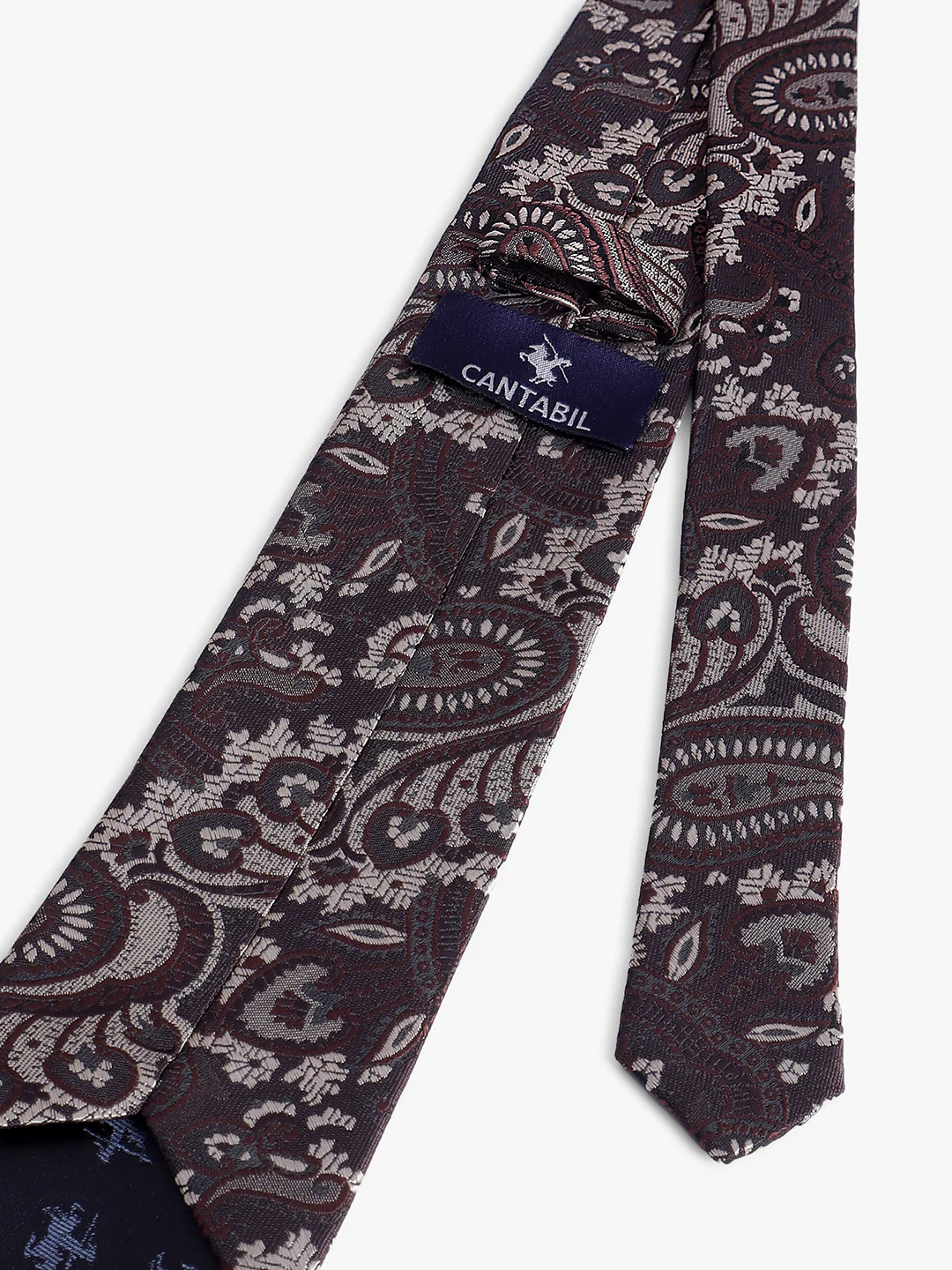 Men's Navy Blue Printed Tie With Pocket Square Set - Image 5