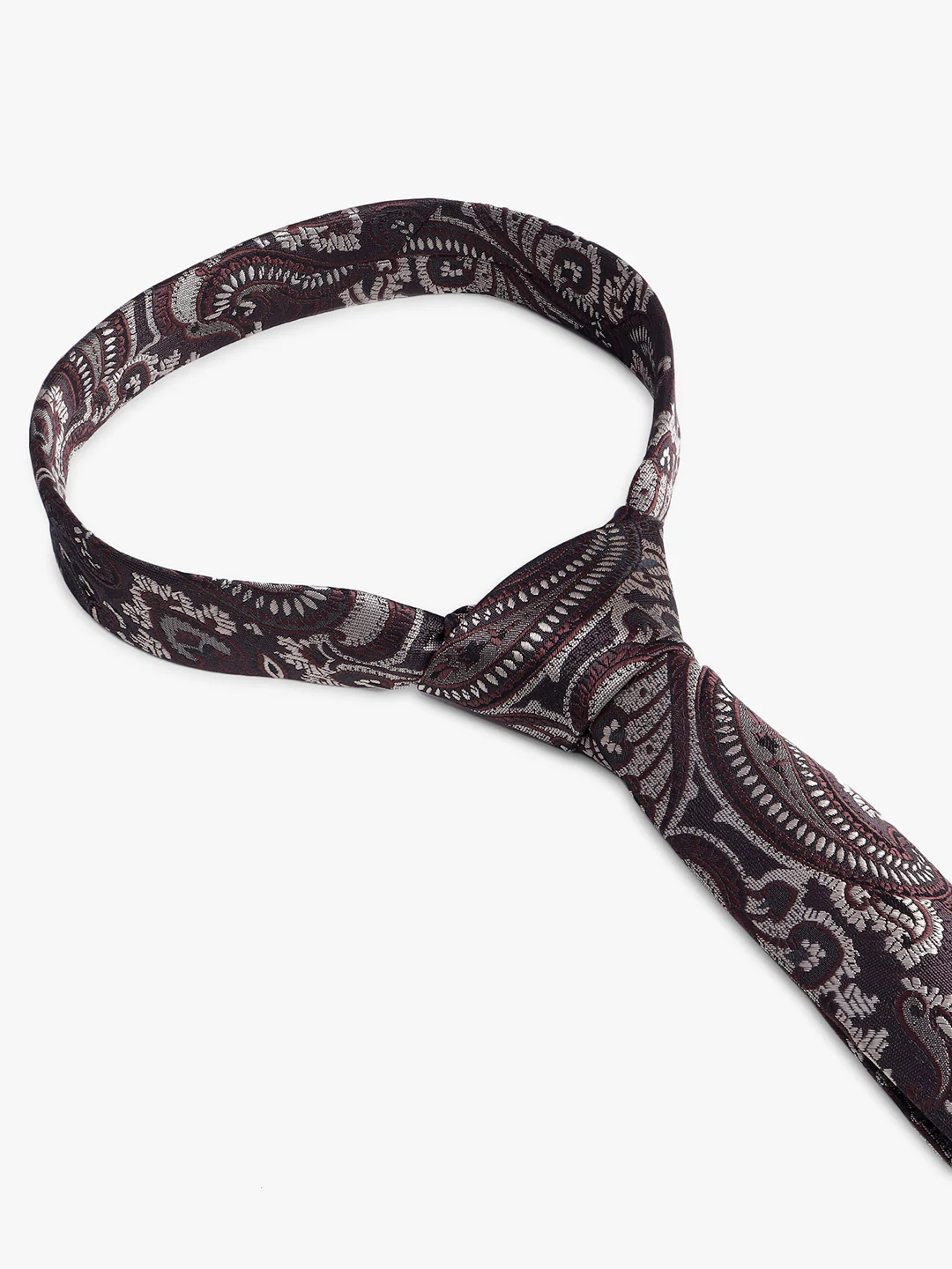 Men's Navy Blue Printed Tie With Pocket Square Set - Image 6