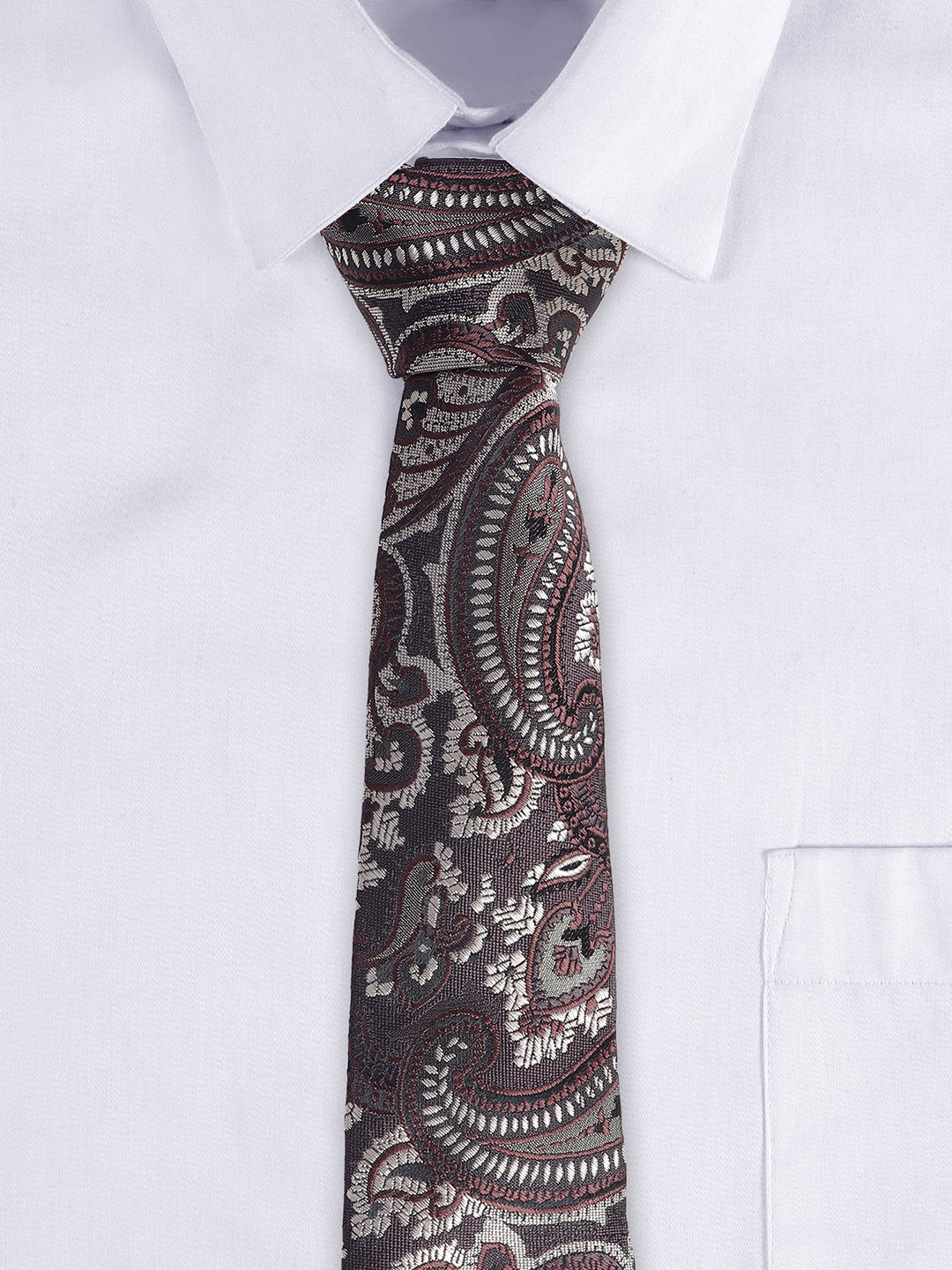 Men's Navy Blue Printed Tie With Pocket Square Set - Image 8