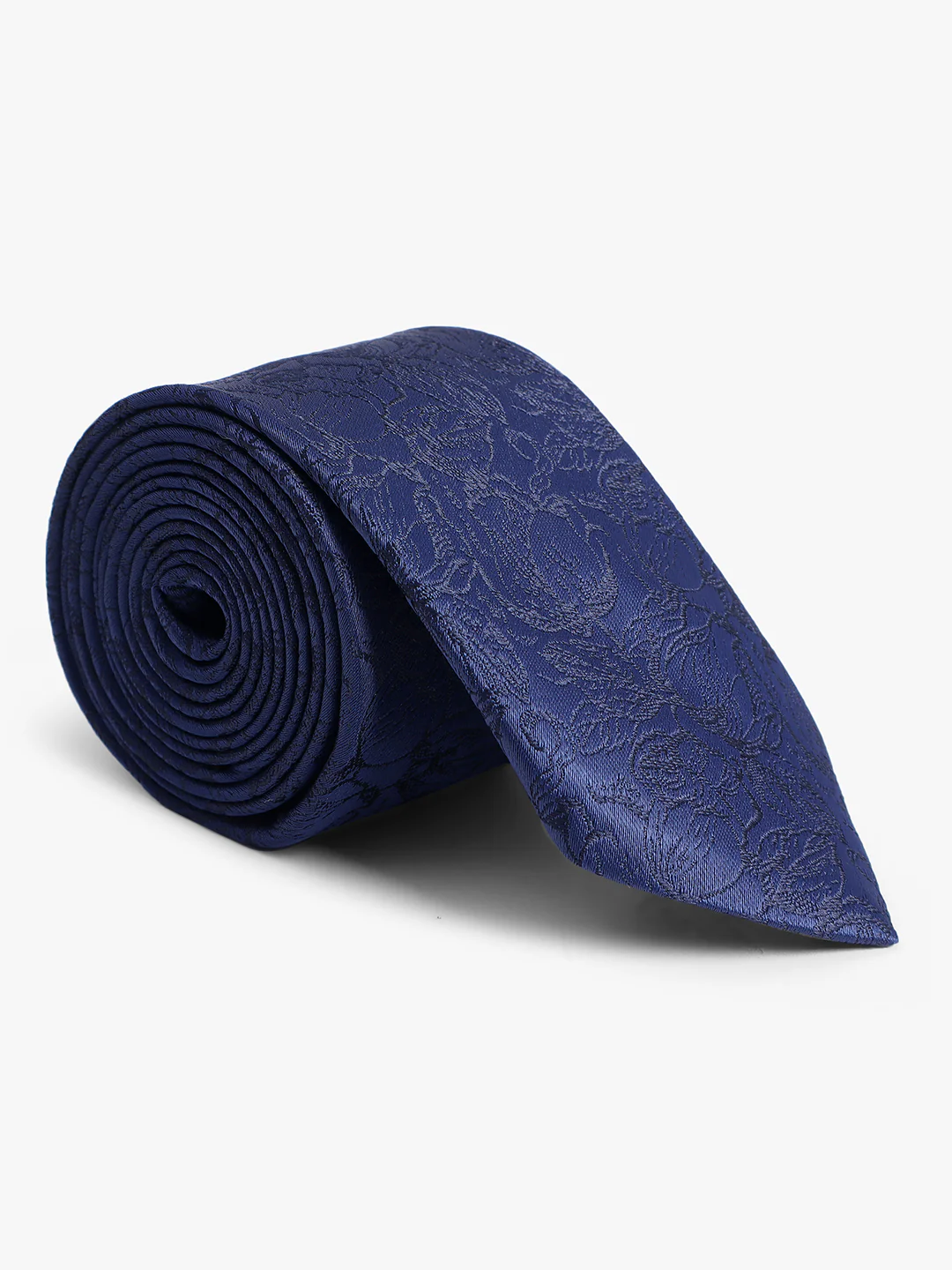Men's Navy Blue Printed Tie With Pocket Square Set - Image 3