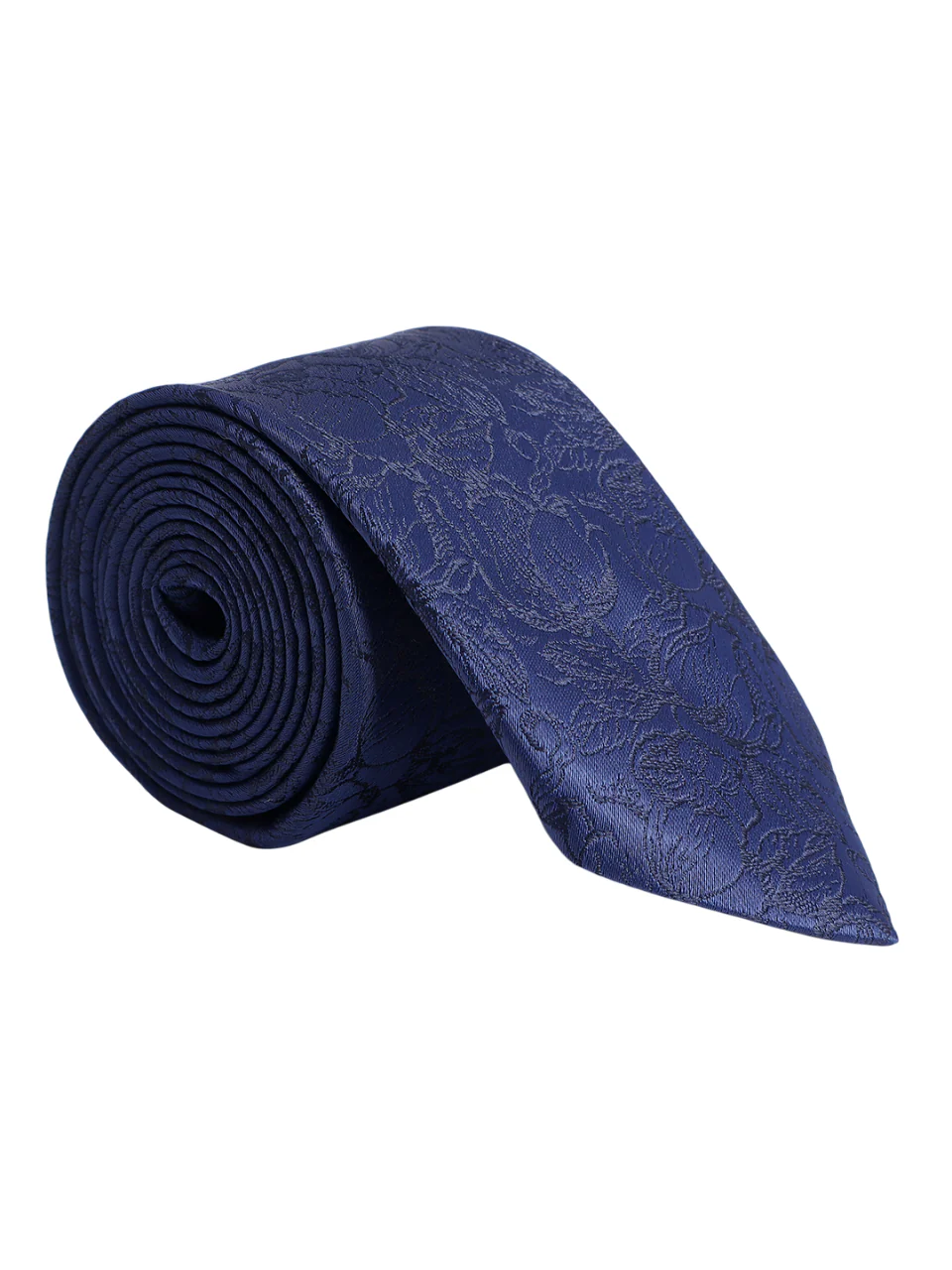Men's Navy Blue Printed Tie With Pocket Square Set - Image 4