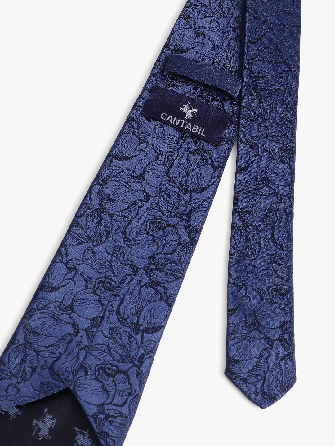 Men's Navy Blue Printed Tie With Pocket Square Set - Image 6