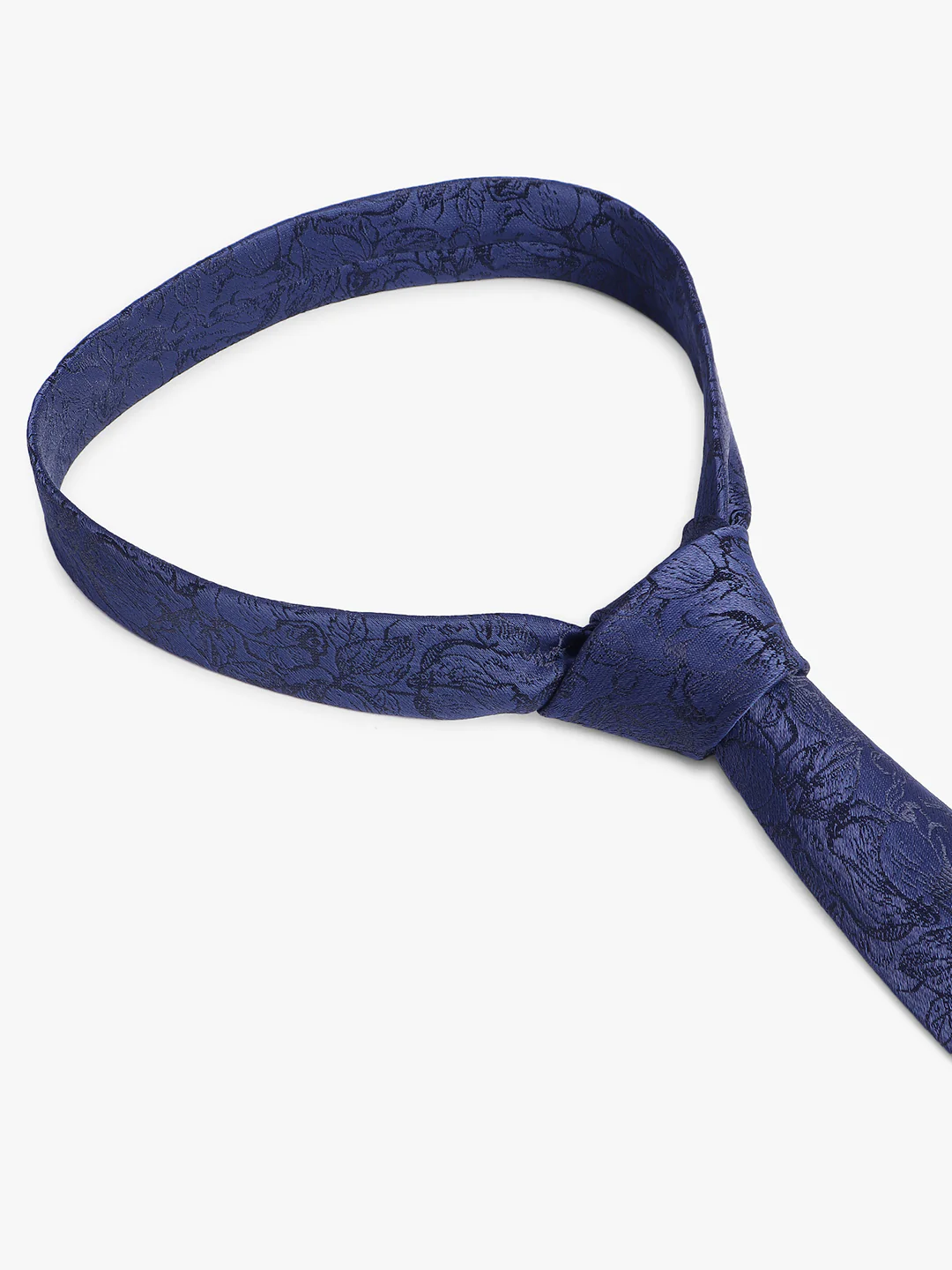 Men's Navy Blue Printed Tie With Pocket Square Set - Image 7