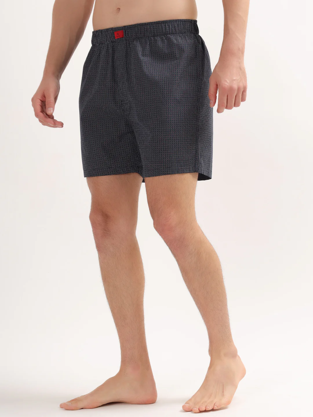 Men's Navy Blue Regular Fit Printed Boxer - Image 3