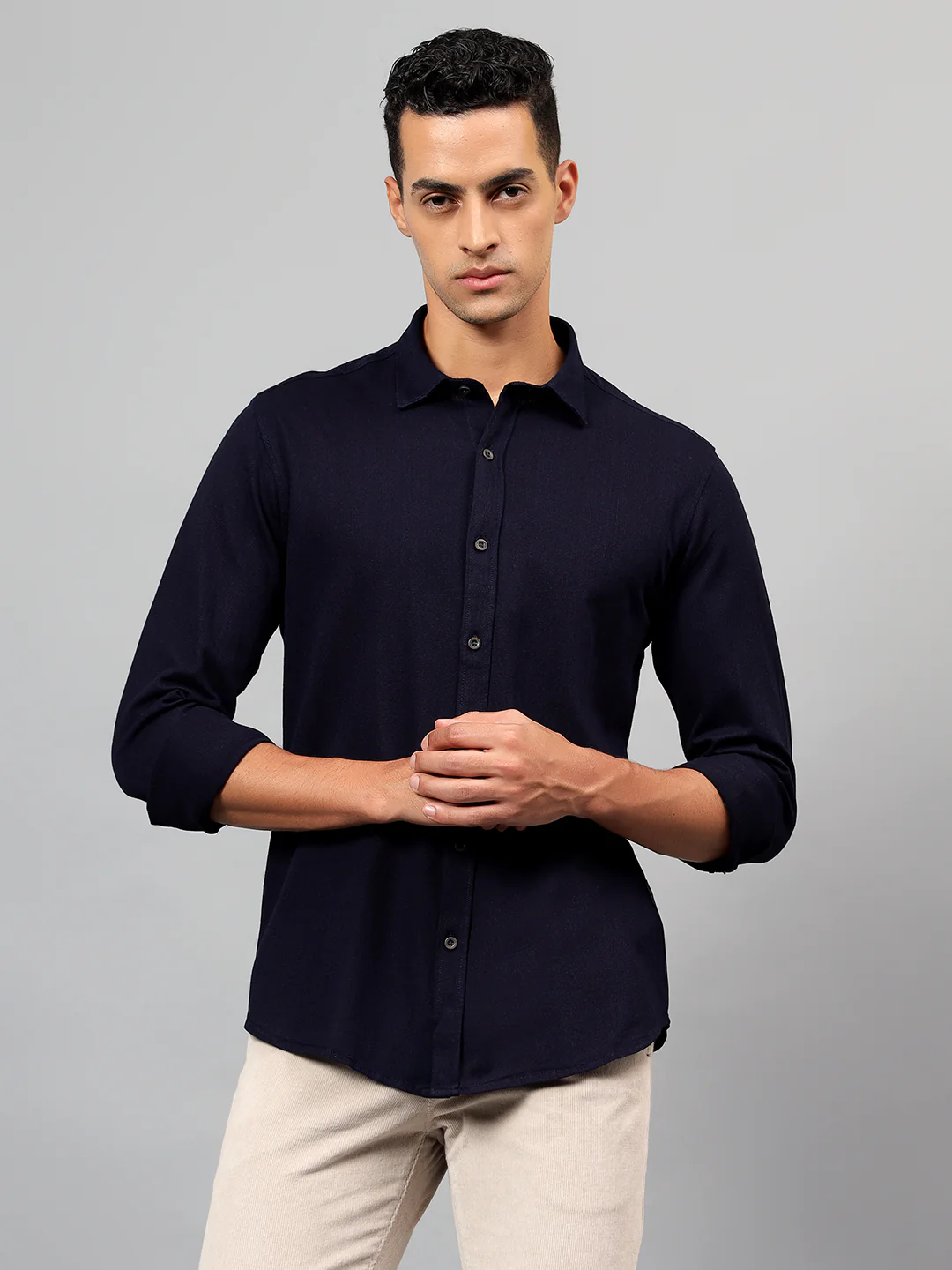 Casual Shirt for Men | Breathable & Soft with Color Fastness Regular Fit Spread Collar Neck Cotton Fabric Self Design Pattern - Image 2