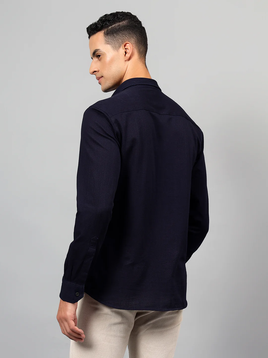 Casual Shirt for Men | Breathable & Soft with Color Fastness Regular Fit Spread Collar Neck Cotton Fabric Self Design Pattern - Image 3