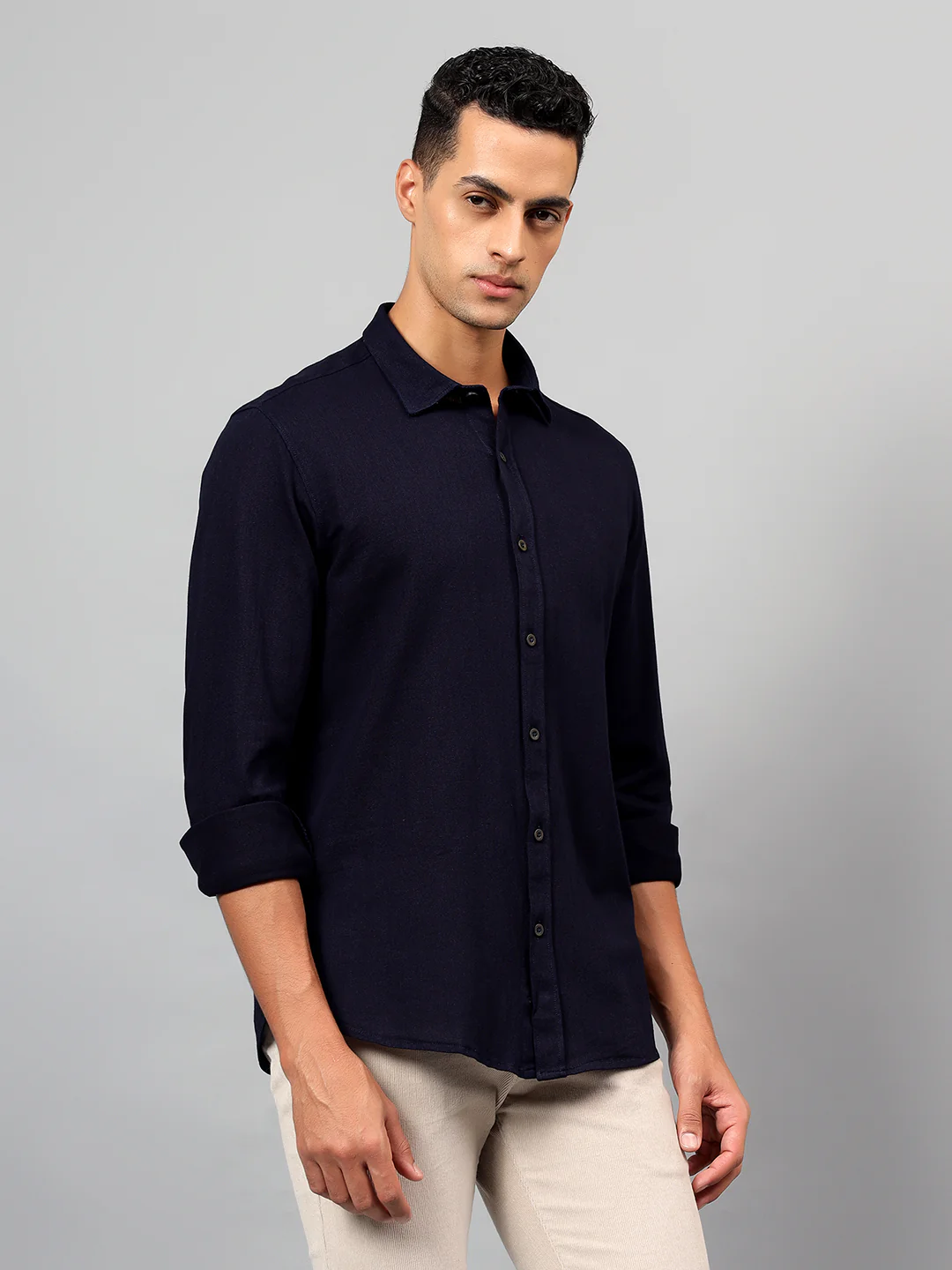 Casual Shirt for Men | Breathable & Soft with Color Fastness Regular Fit Spread Collar Neck Cotton Fabric Self Design Pattern - Image 4