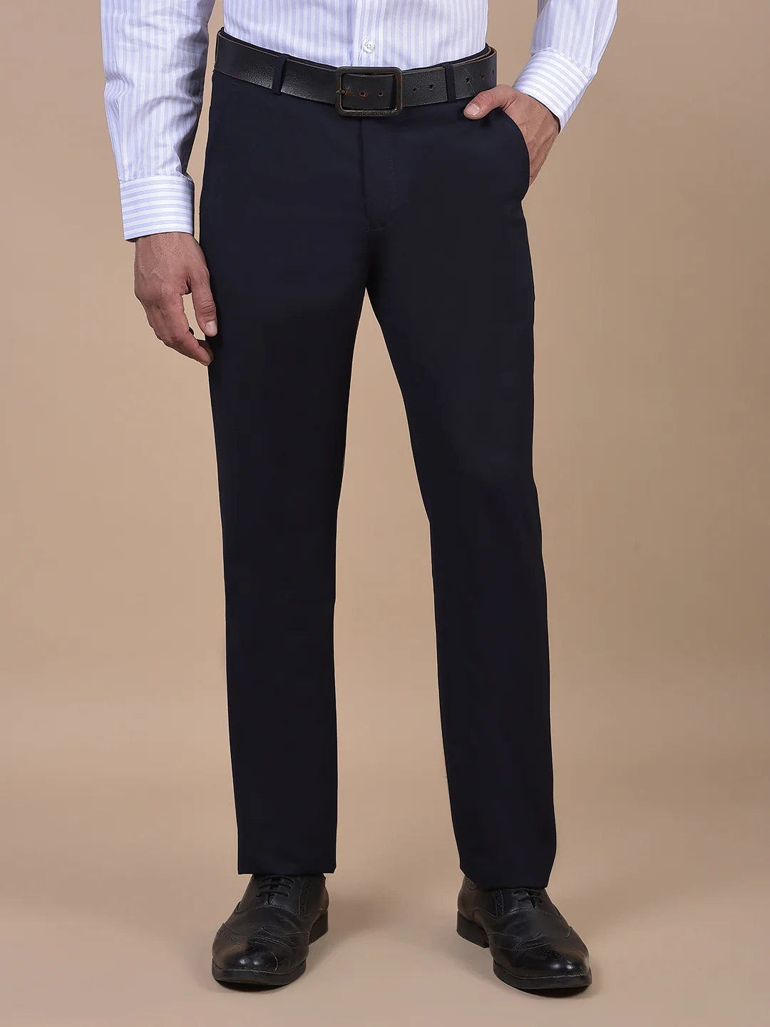 Formal Trouser for Men | Breathable & Soft with Color Fastness Regular Fit Poly Viscose Fabric Self Design Pattern Hook & Eye Closure - Image 2