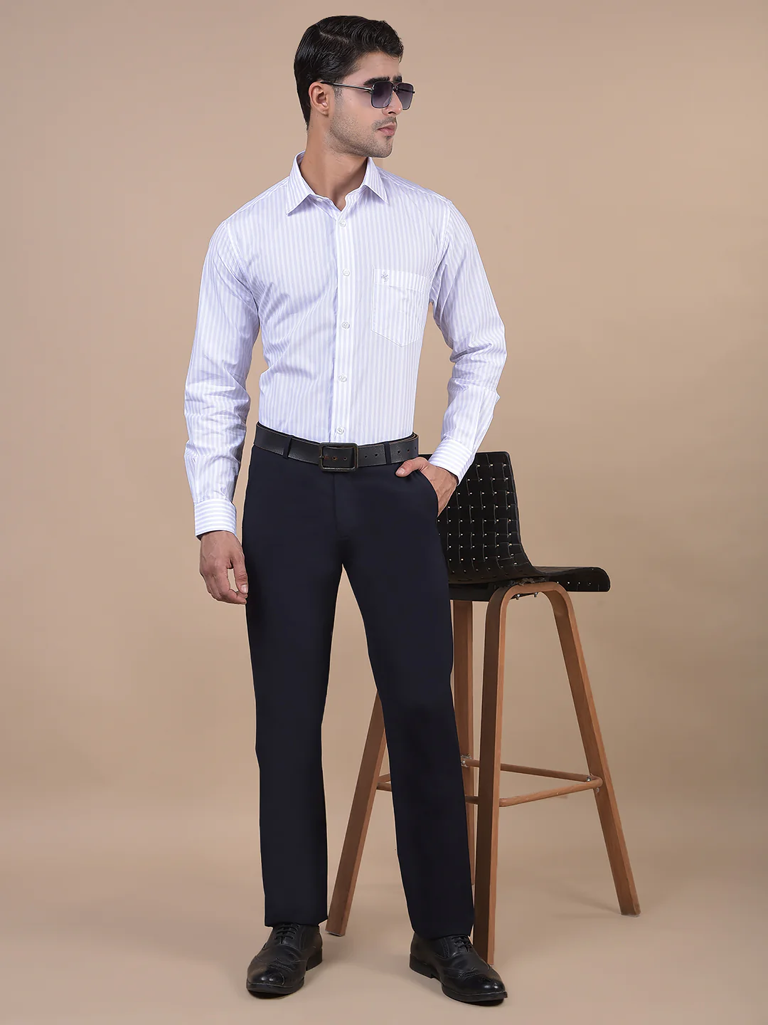 Formal Trouser for Men | Breathable & Soft with Color Fastness Regular Fit Poly Viscose Fabric Self Design Pattern Hook & Eye Closure - Image 5