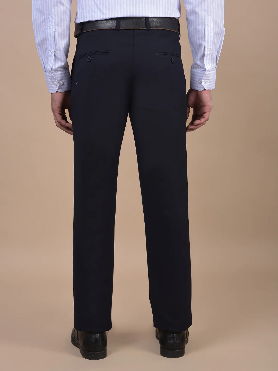 Formal Trouser for Men | Breathable & Soft with Color Fastness Regular Fit Poly Viscose Fabric Self Design Pattern Hook & Eye Closure - Image 6