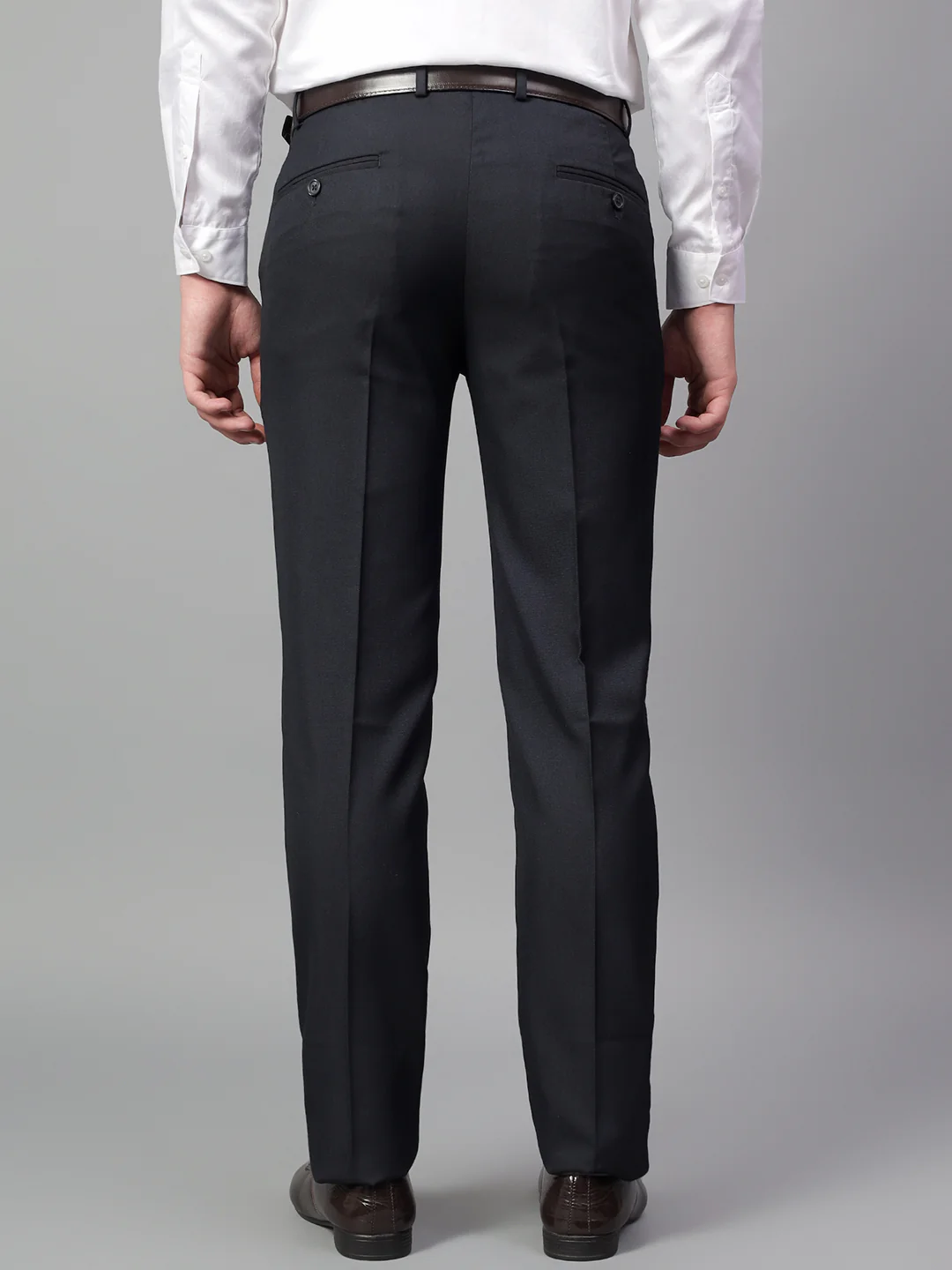 Formal Trouser for Men | Breathable & Soft with Color Fastness Regular Fit Poly Viscose Fabric Solid Pattern Hook & Eye Closure - Image 3
