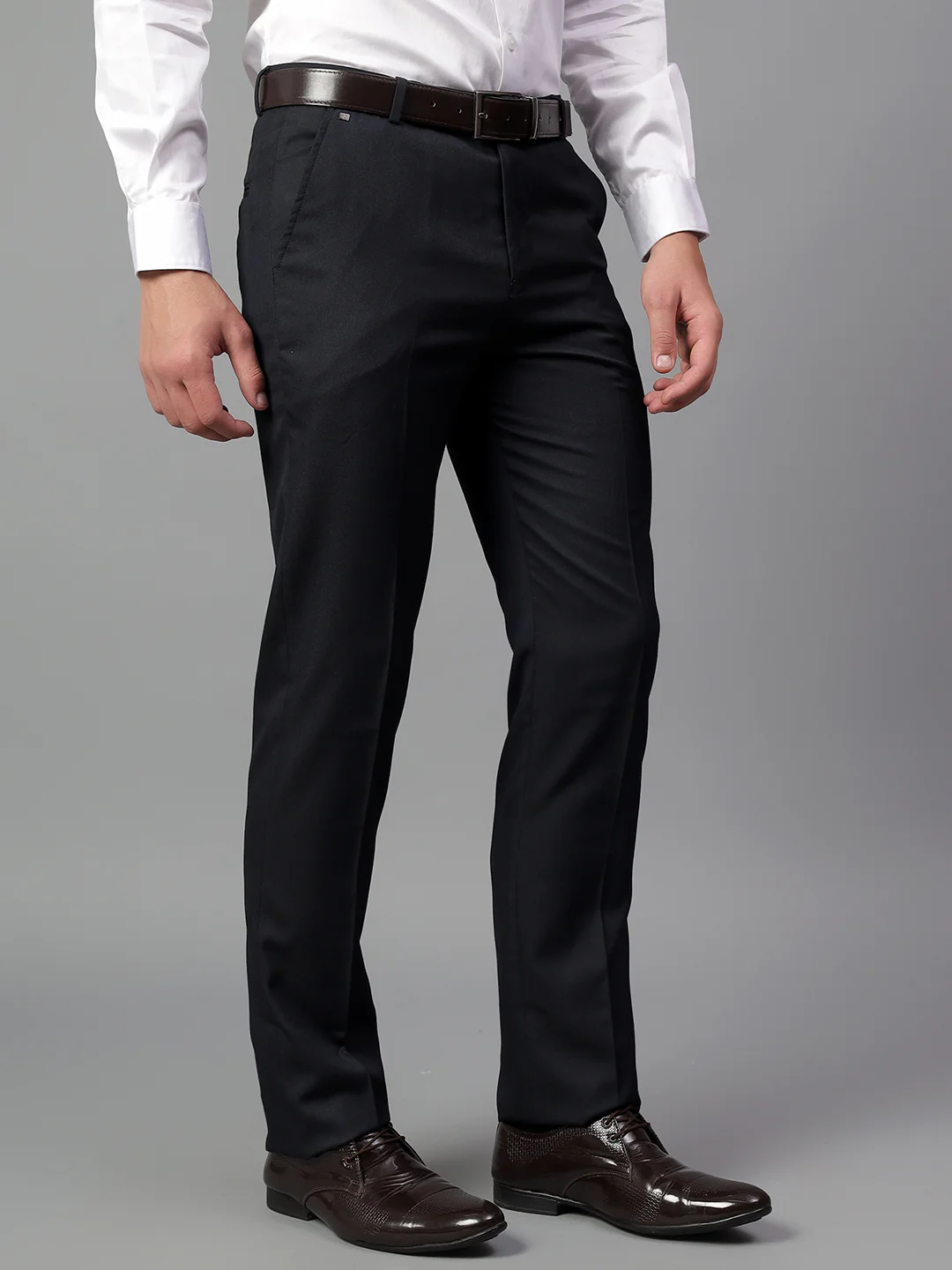 Formal Trouser for Men | Breathable & Soft with Color Fastness Regular Fit Poly Viscose Fabric Solid Pattern Hook & Eye Closure - Image 5