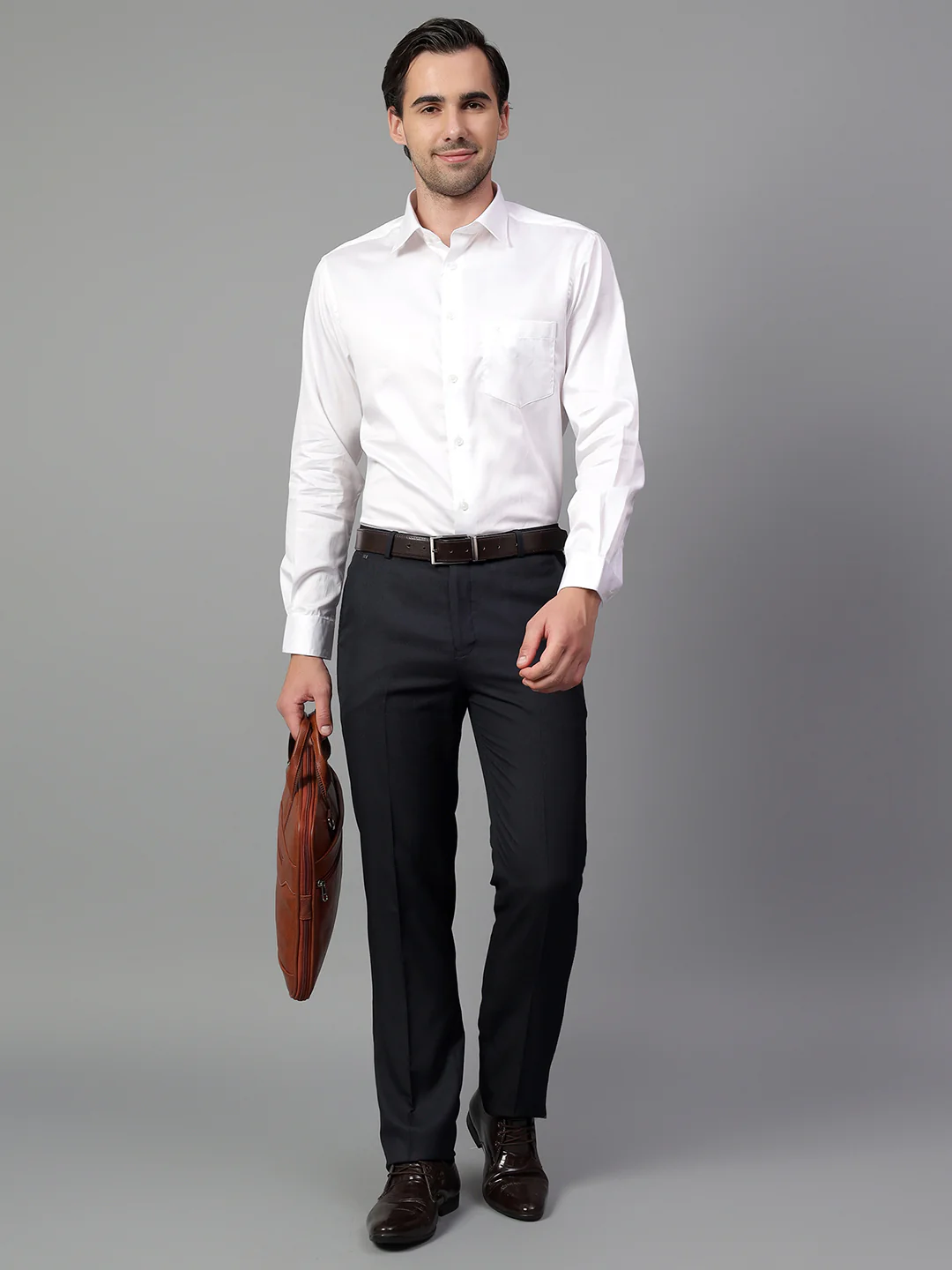 Formal Trouser for Men | Breathable & Soft with Color Fastness Regular Fit Poly Viscose Fabric Solid Pattern Hook & Eye Closure - Image 6