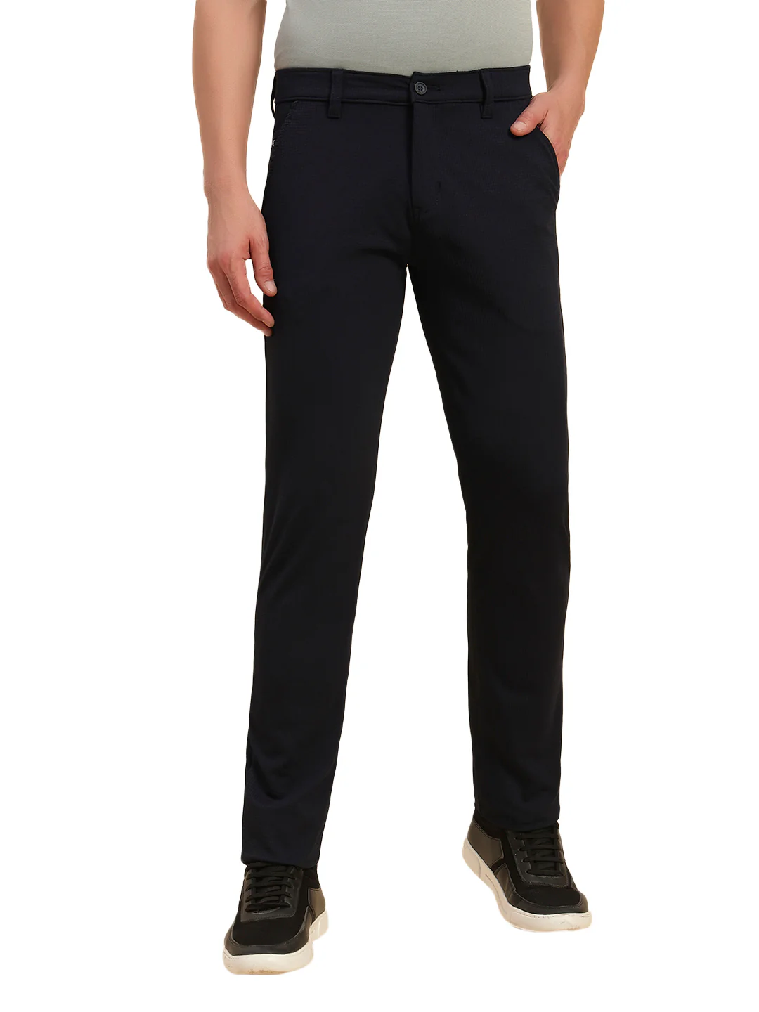 Casual Trouser for Men | Breathable & Soft with Color Fastness Regular Fit Polyester Fabric Self Design Pattern Button Closure - Image 3