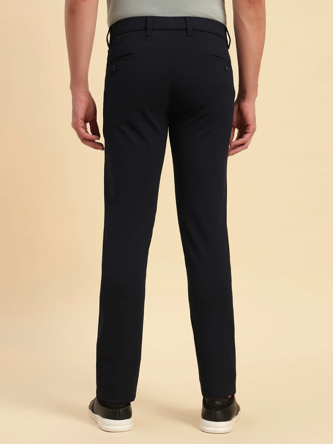 Casual Trouser for Men | Breathable & Soft with Color Fastness Regular Fit Polyester Fabric Self Design Pattern Button Closure - Image 5