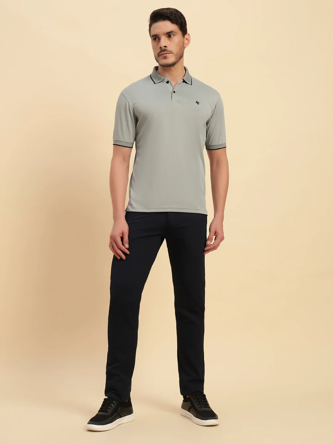 Casual Trouser for Men | Breathable & Soft with Color Fastness Regular Fit Polyester Fabric Self Design Pattern Button Closure - Image 7
