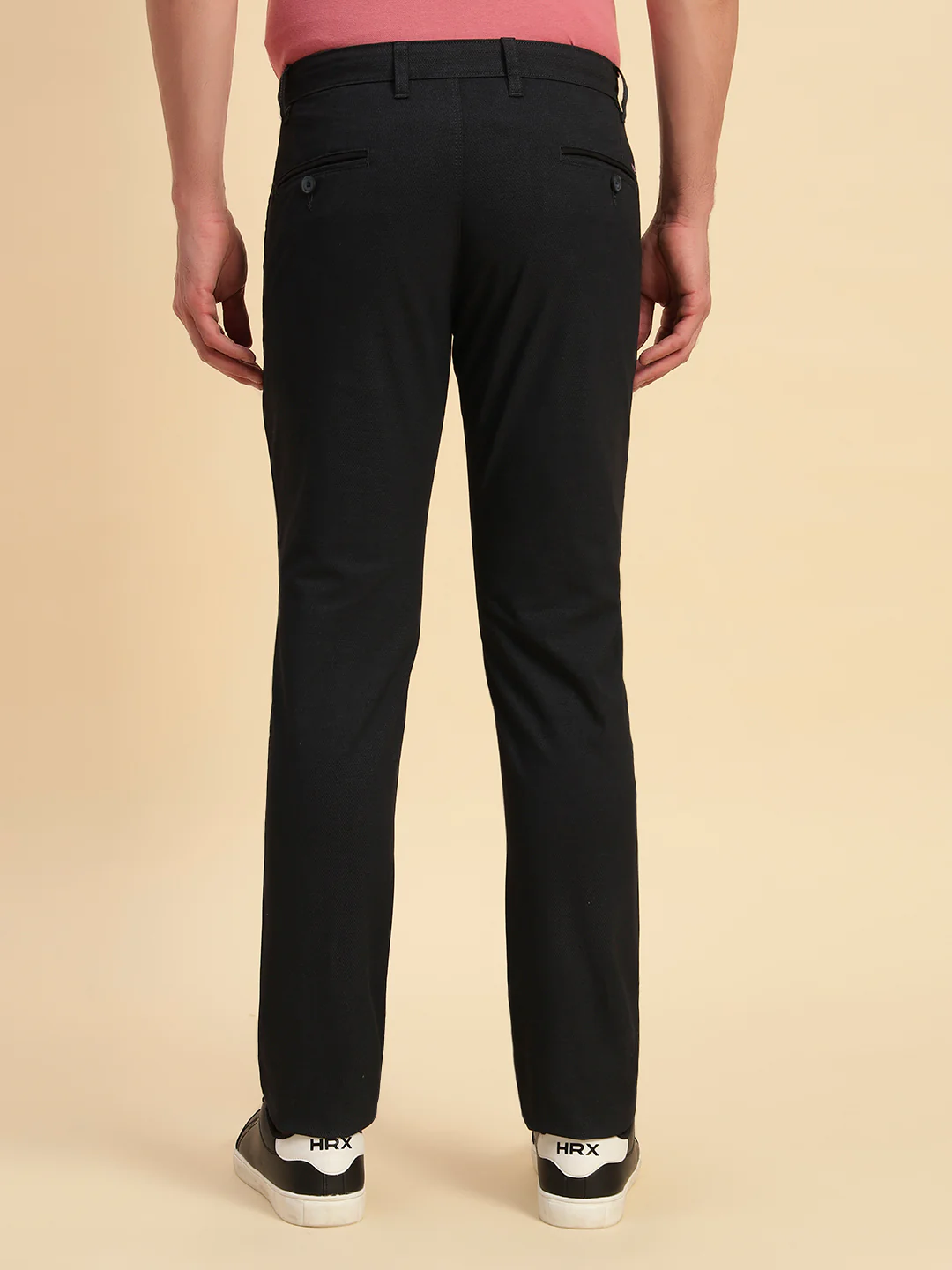Casual Trouser for Men | Breathable & Soft with Color Fastness Regular Fit Cotton Blend Fabric Self Design Pattern Button Closure - Image 8
