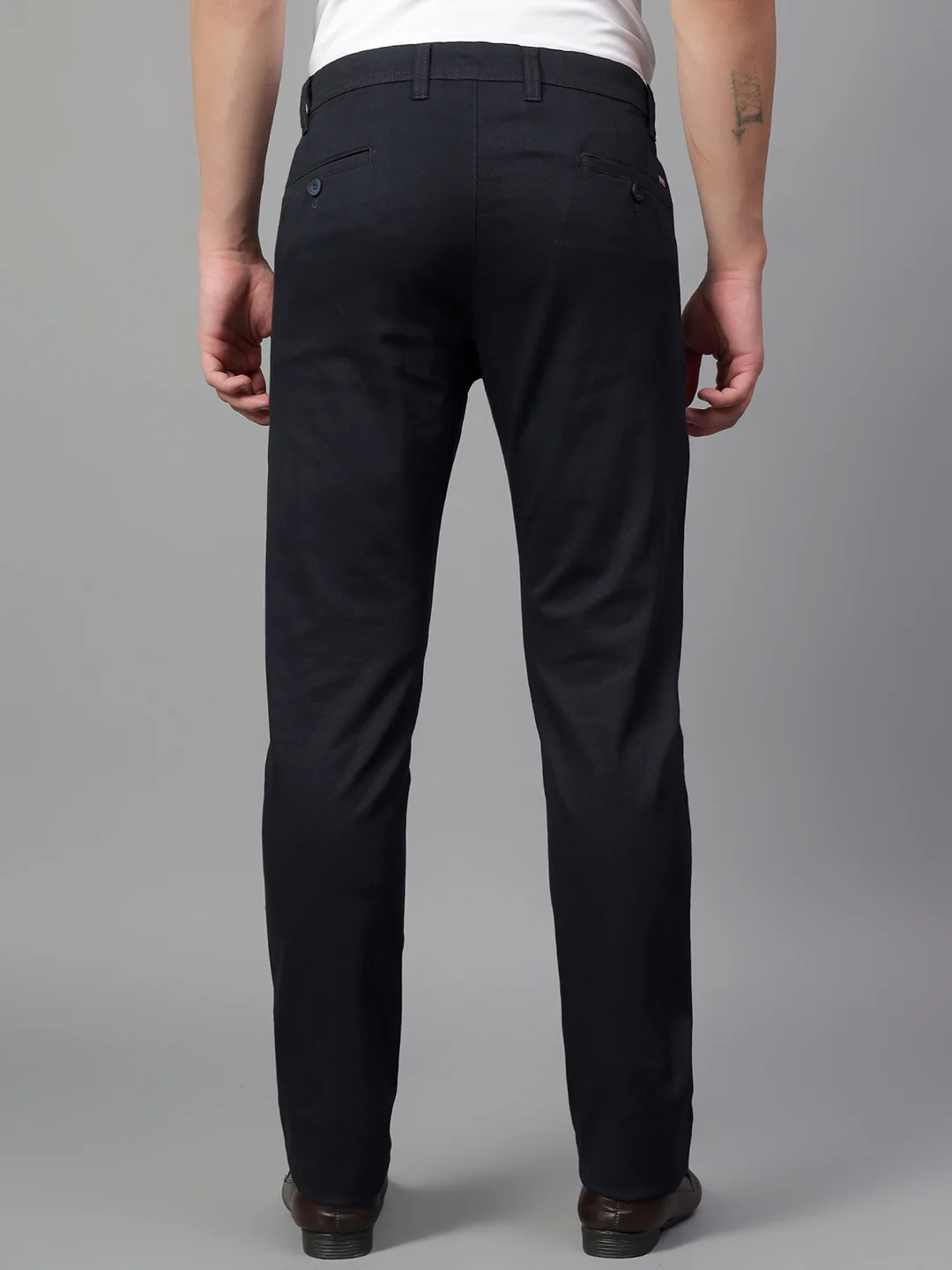 Casual Trouser for Men | Breathable & Soft with Color Fastness Regular Fit Cotton Blend Fabric Self Design Pattern Button Closure - Image 5