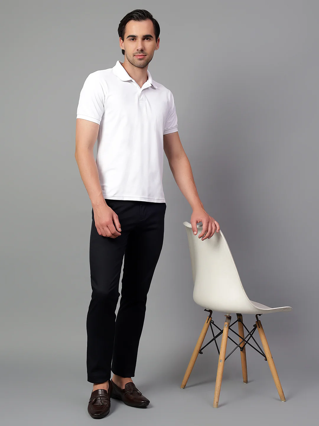 Casual Trouser for Men | Breathable & Soft with Color Fastness Regular Fit Cotton Blend Fabric Self Design Pattern Button Closure - Image 6