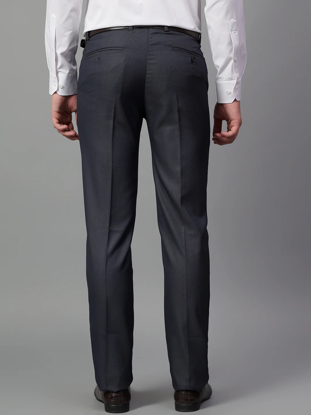 Formal Trouser for Men | Breathable & Soft with Color Fastness Regular Fit Poly Viscose Fabric Self Design Pattern Hook & Eye Closure - Image 3