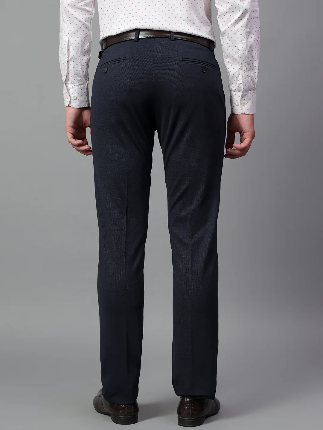 Formal Trouser for Men | Breathable & Soft with Color Fastness Regular Fit Terry Rayon Fabric Self Design Pattern Hook & Eye Closure - Image 3